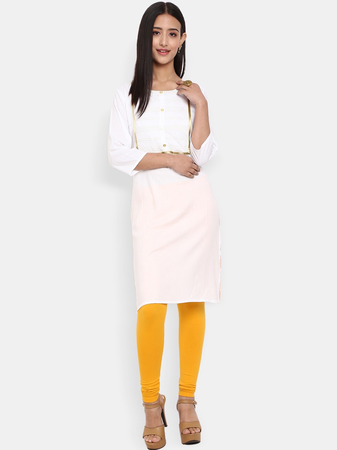 

Desi Mix Women Geometric Embroidered Chikankari Kurta, White