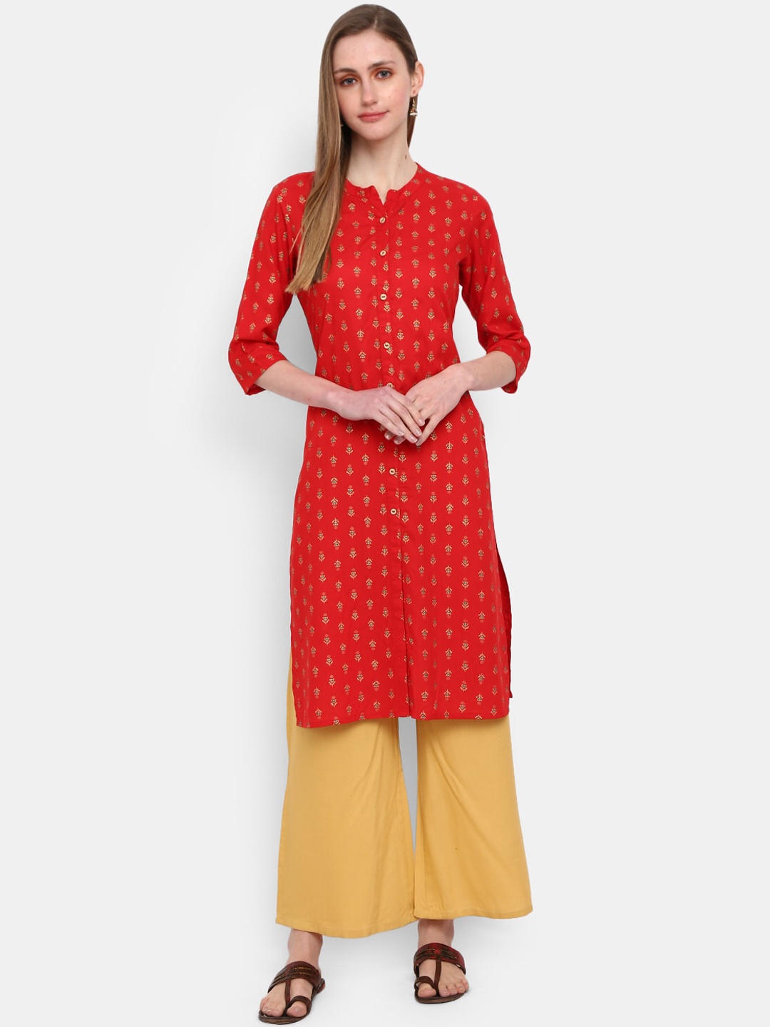 

Desi Mix Women Red Ethnic Motifs Printed Kurta
