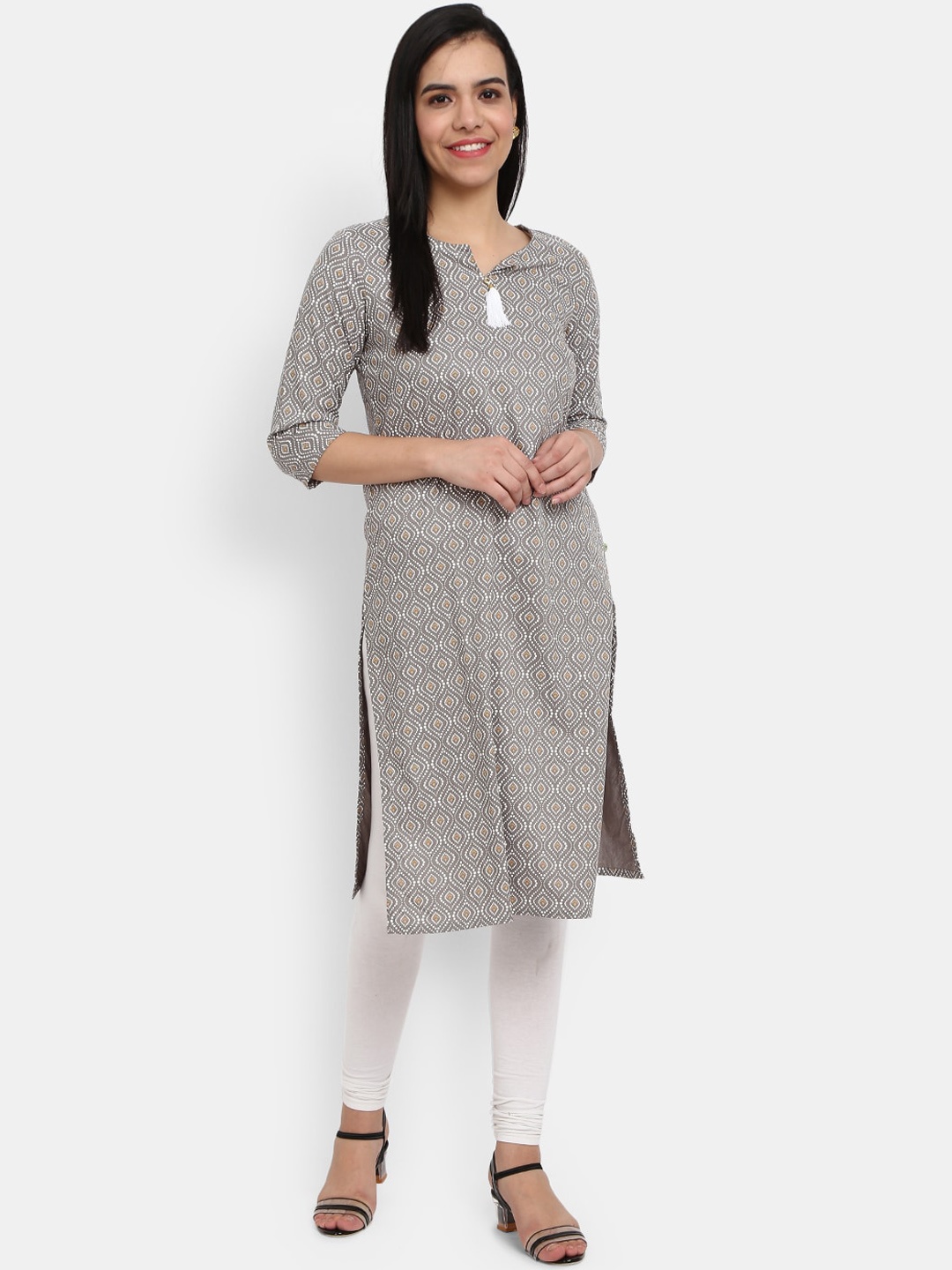 

Desi Mix Women Grey Ethnic Motifs Kurta