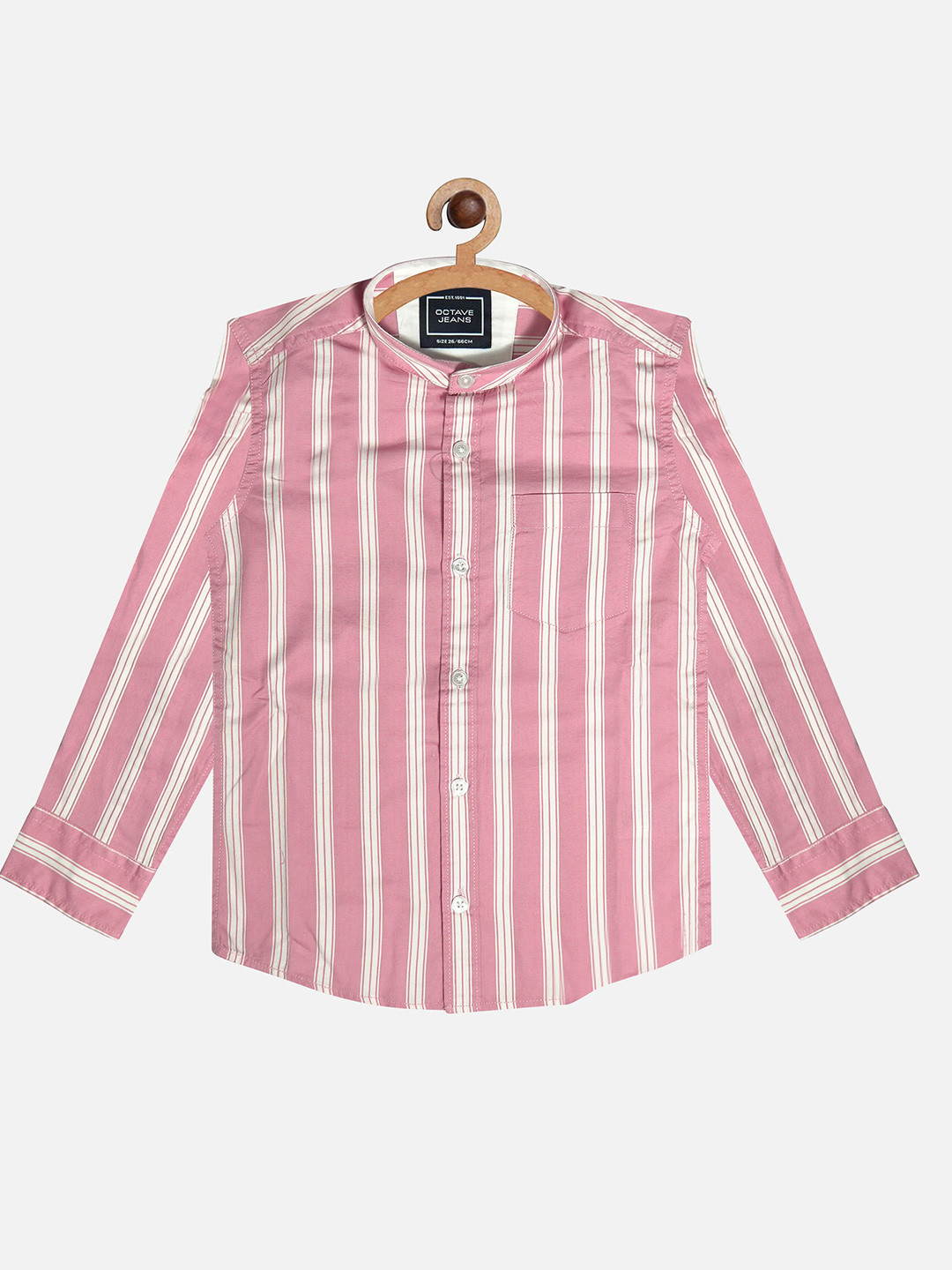 

Octave Boys Pink & White Striped Regular Fit Cotton Casual Shirt