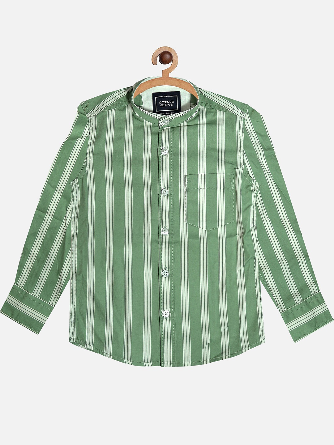 

Octave Boys Olive Green Striped Casual Shirt