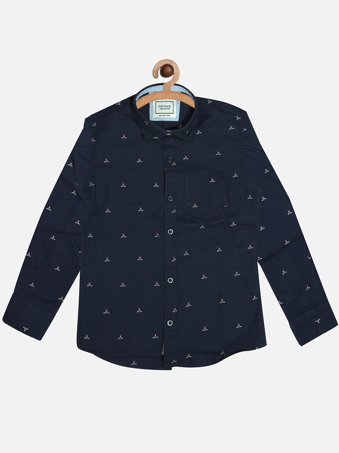 

Octave Boys Navy Blue Printed Cotton Casual Shirt