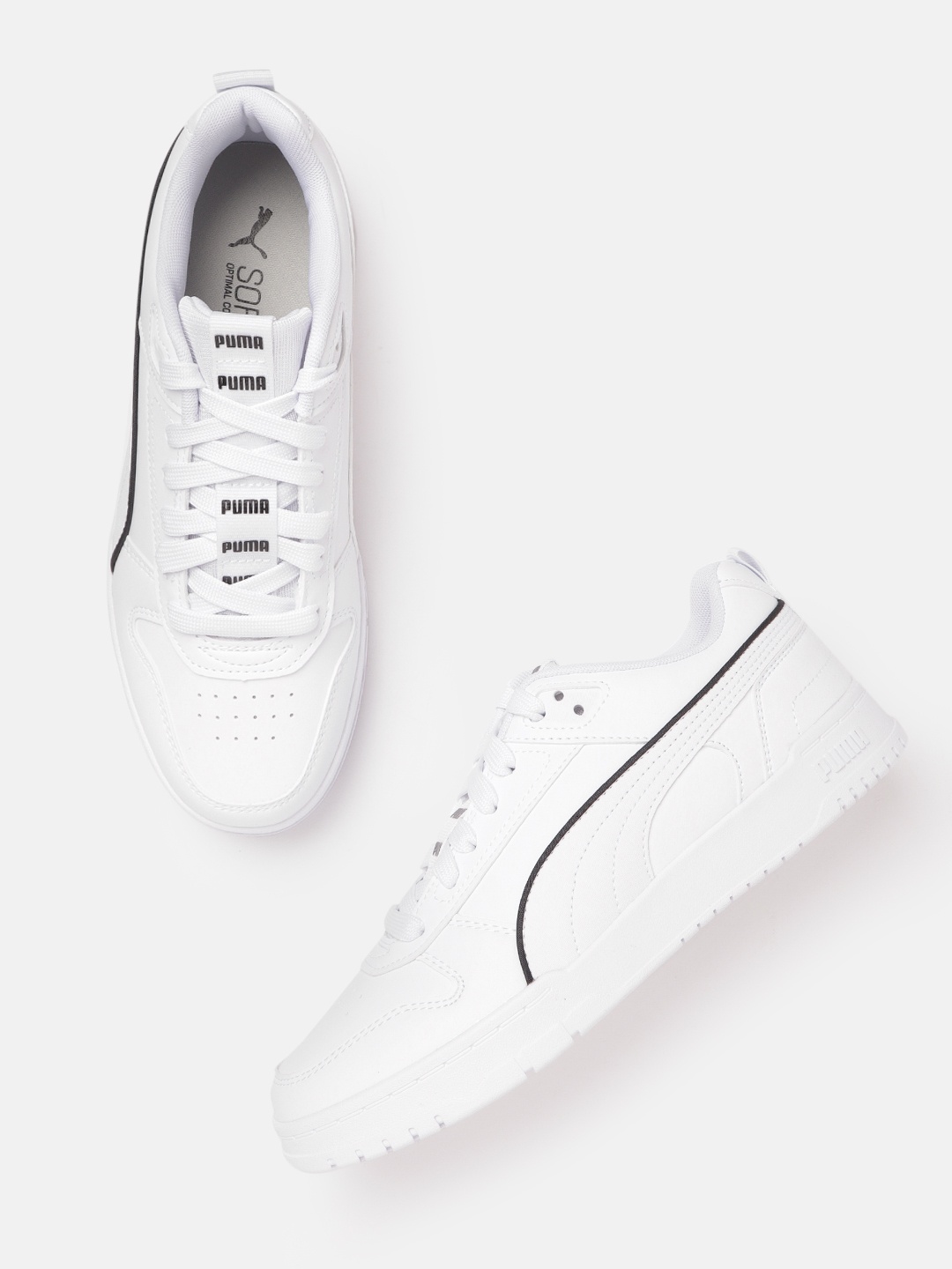 

Puma Unisex White Perforated RBD Game Low Tape Leather Sneakers Excluding Trims
