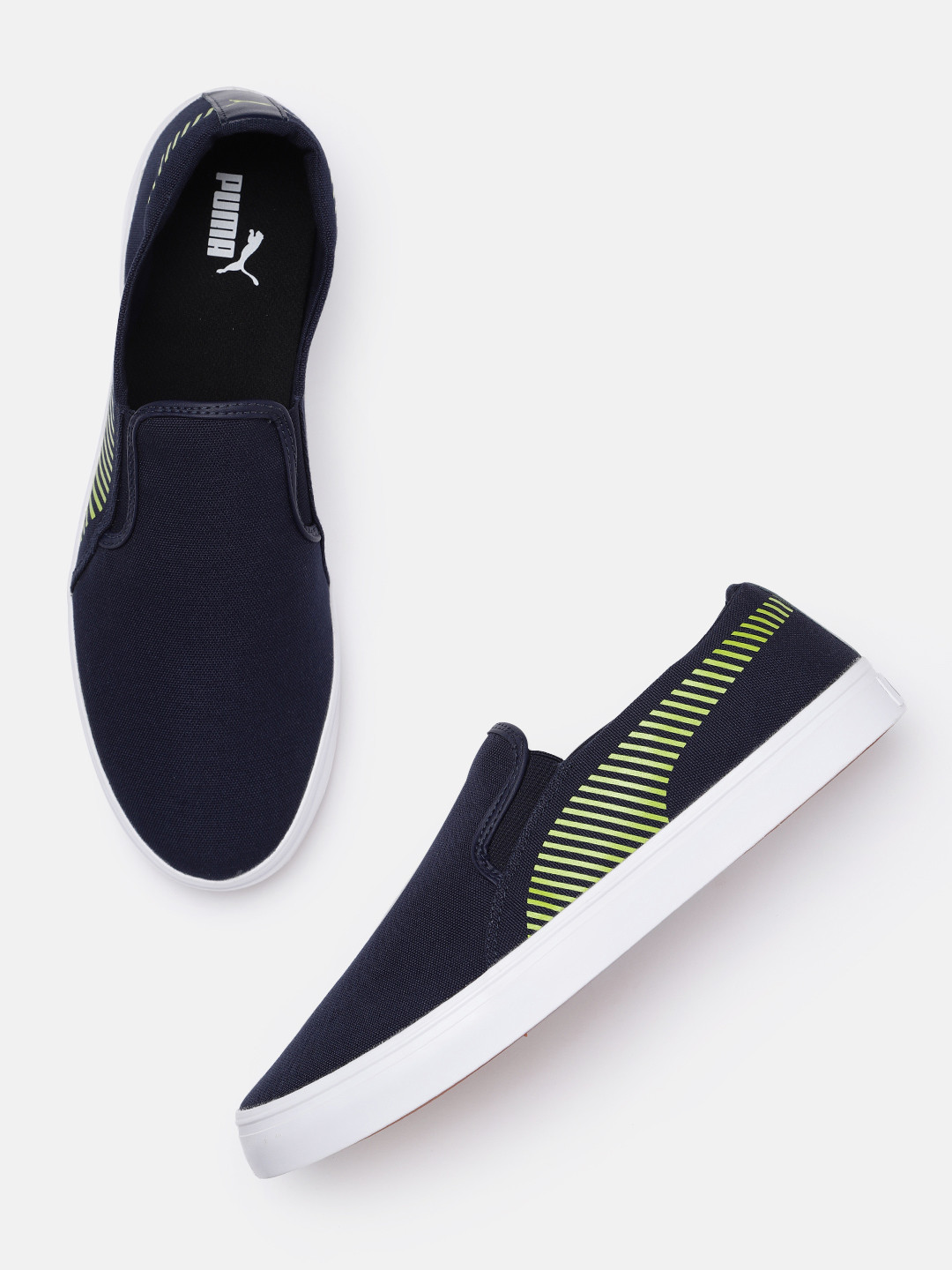 

Puma Men Navy Blue Madrid IDP Striped Slip-On Sneakers