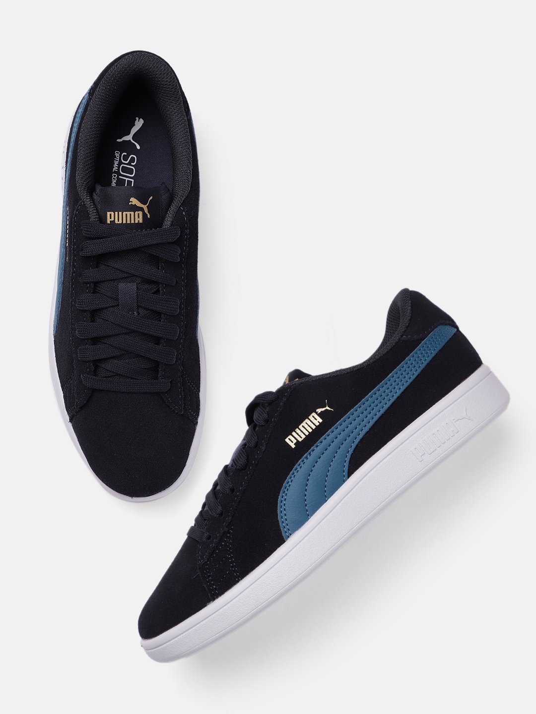 

Puma Unisex Navy Blue Solid Leather Smash v2 Regular Sneakers