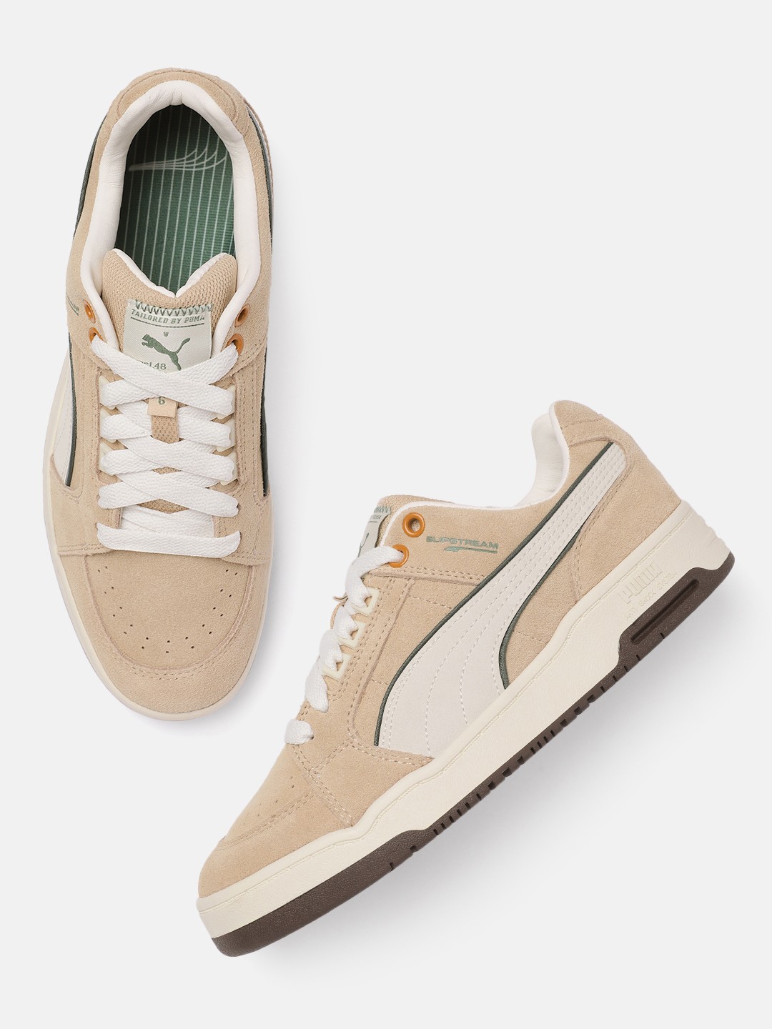 

Puma Unisex Beige Perforated Leather Sneakers