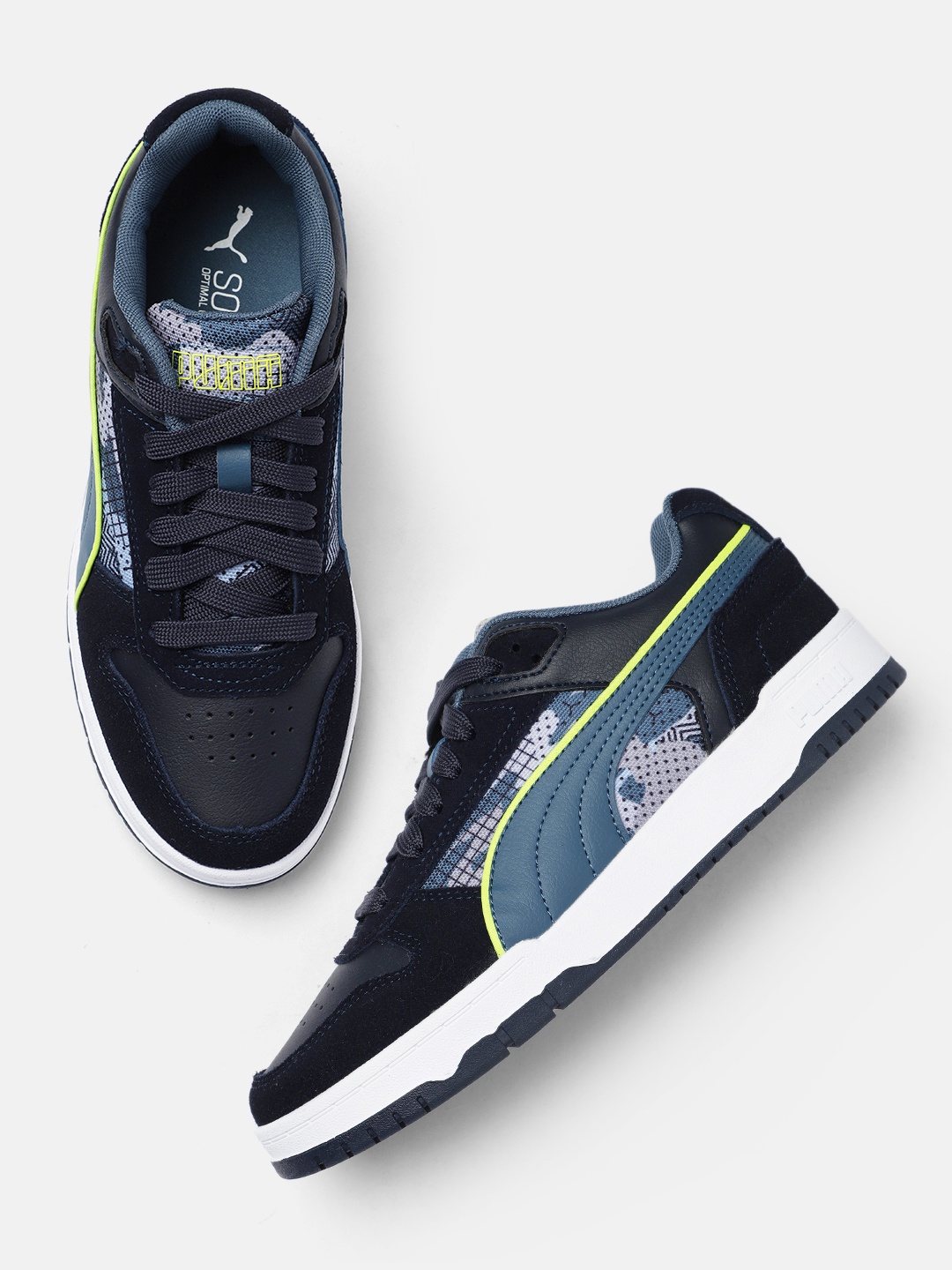 

Puma Unisex Navy Blue RBD Game Low Sashiko Leather Sneakers