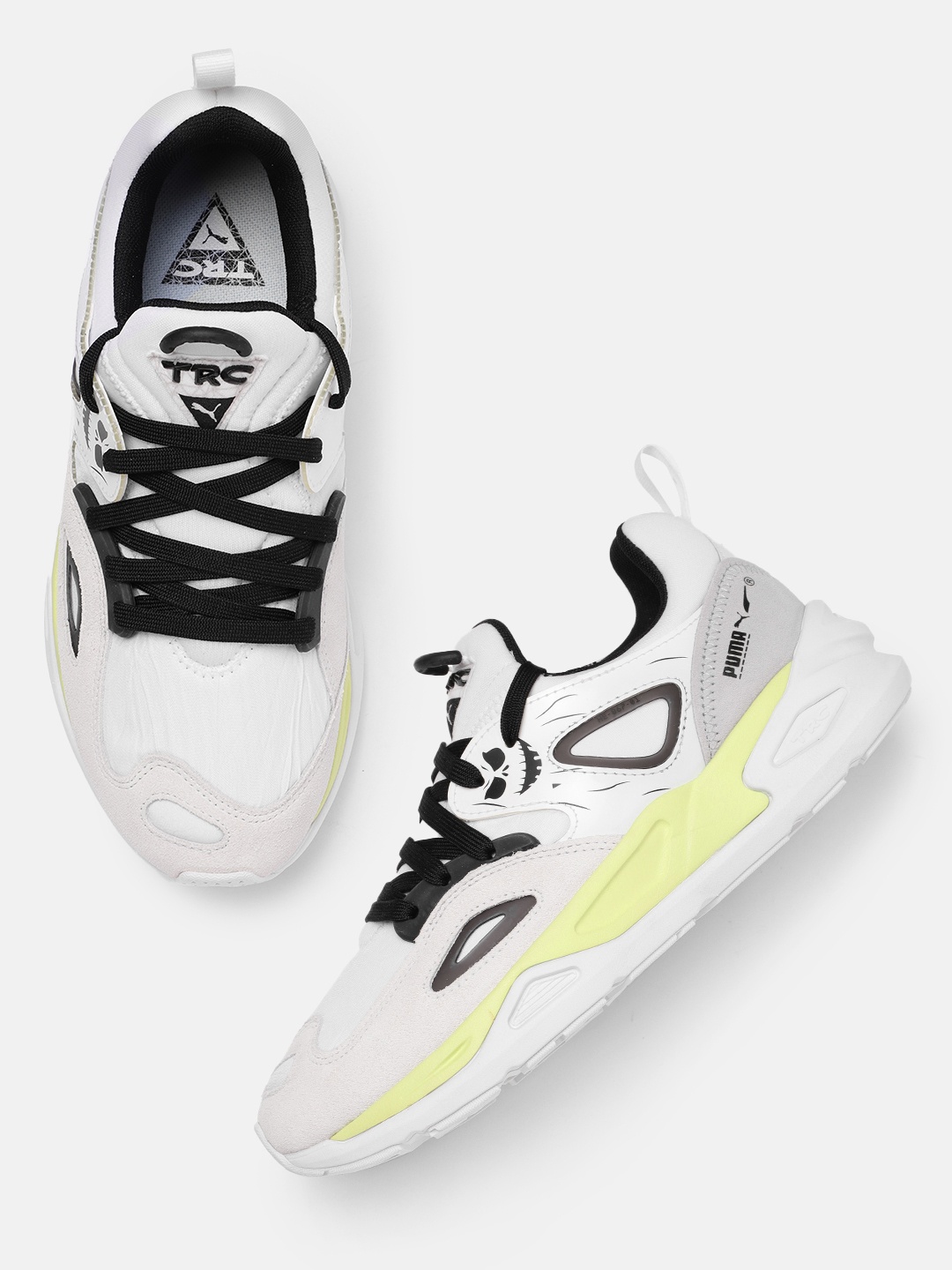 

Puma Unisex White TRC Blaze Haunted Striped Sneakers