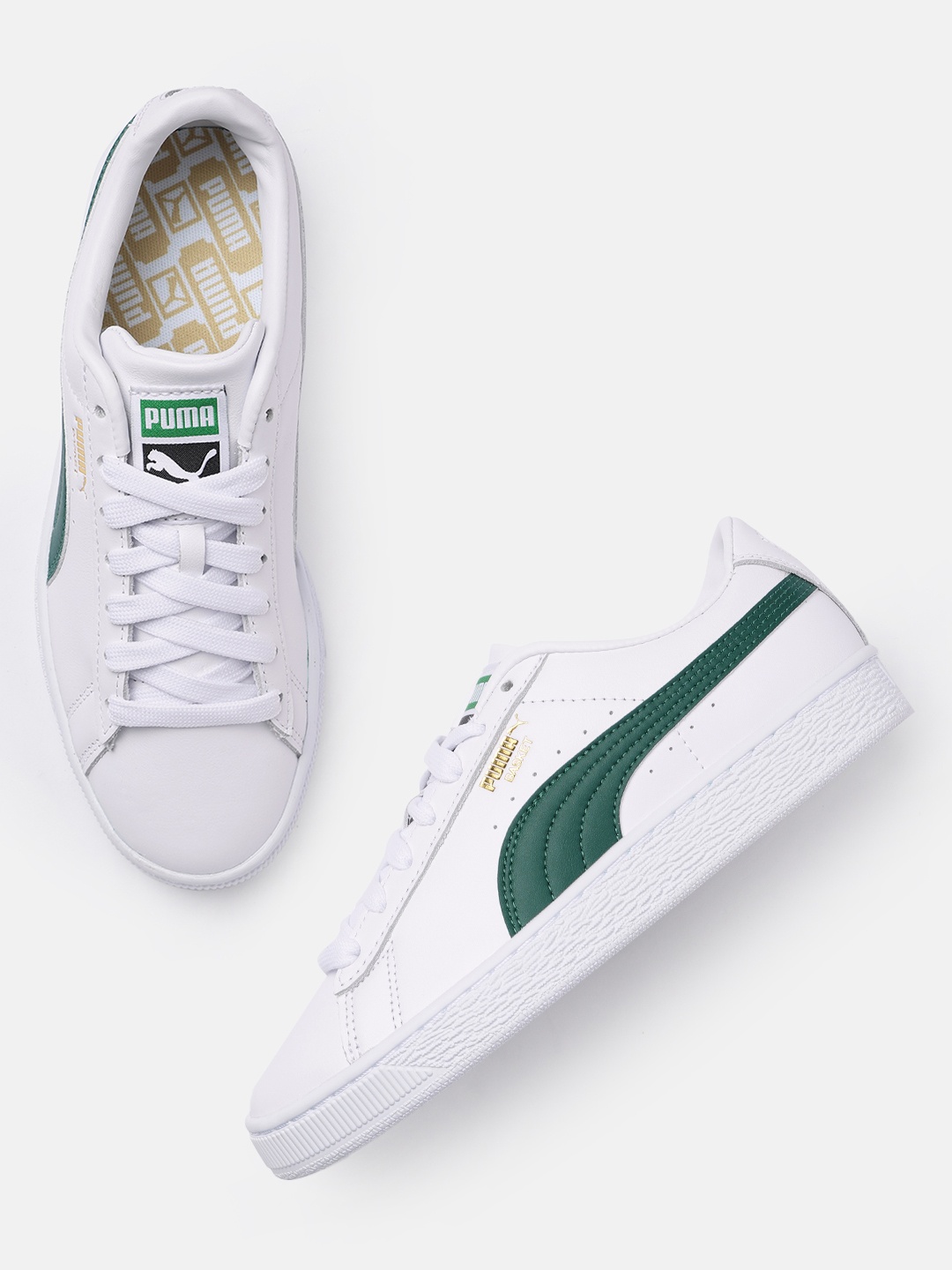 

Puma Men White Basket Classic XXI Leather Sneakers
