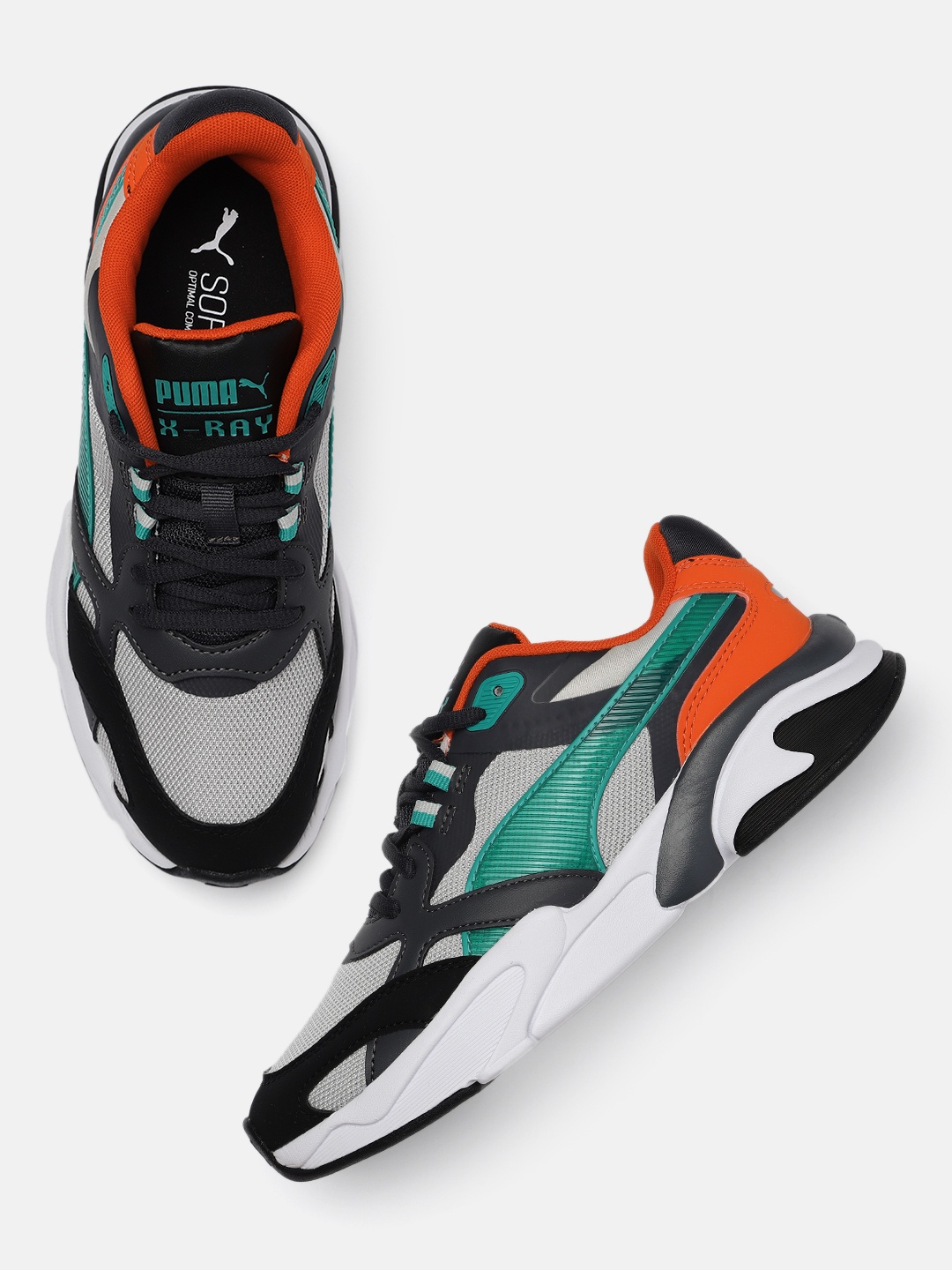 

Puma Unisex Grey & Teal Green X-Ray Lite Millenium Colourblocked Sneakers