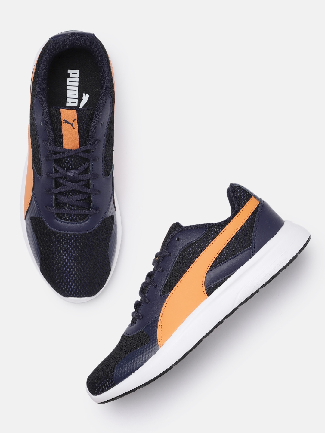

Puma Men Navy Blue & Orange Firefly Colourblocked Sneakers