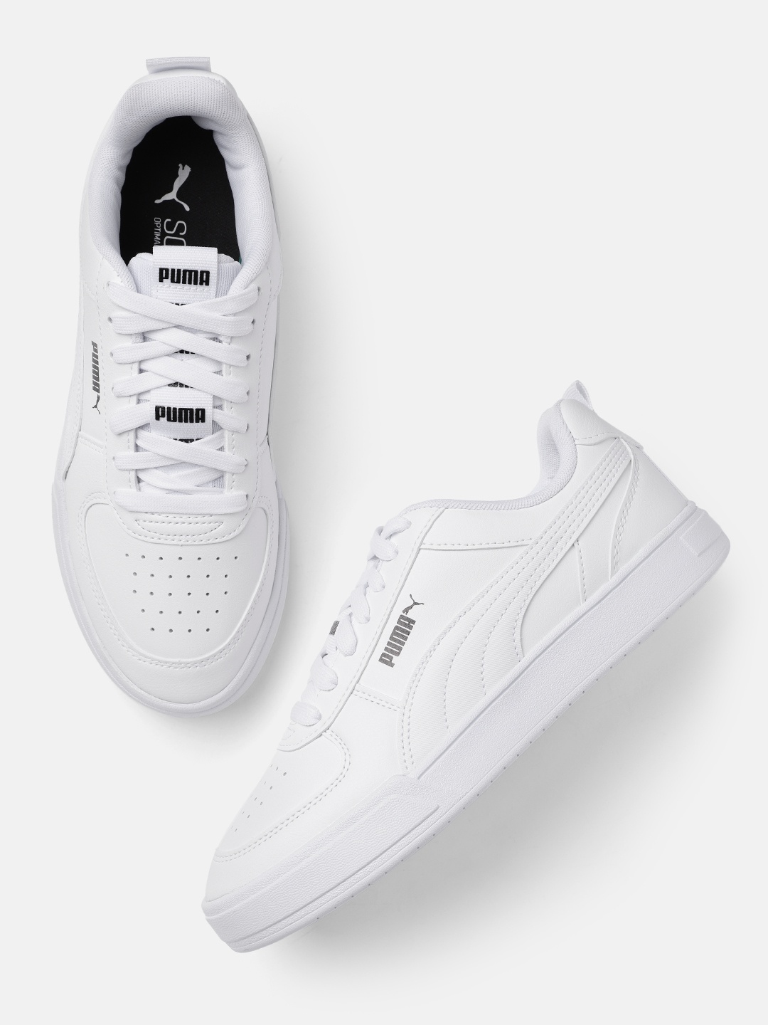 

Puma Unisex White Leather Caven Tape SOFTFOAM Sneakers