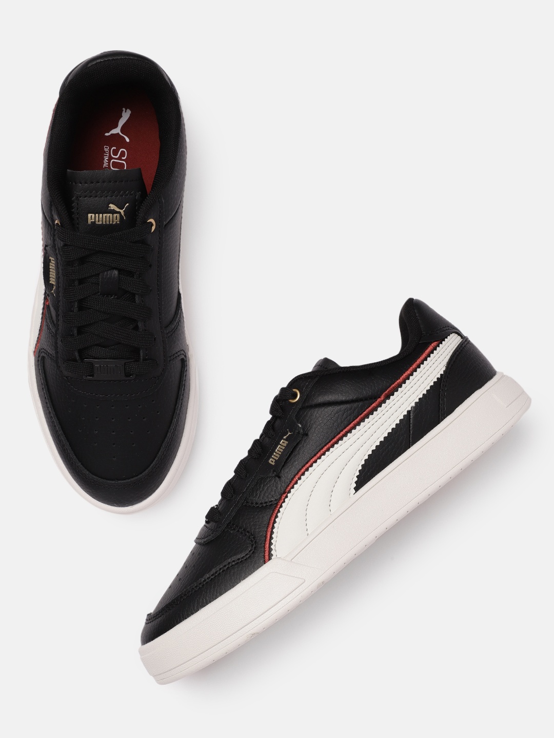 

Puma Unisex Black Leather Caven Dime FC Sneakers