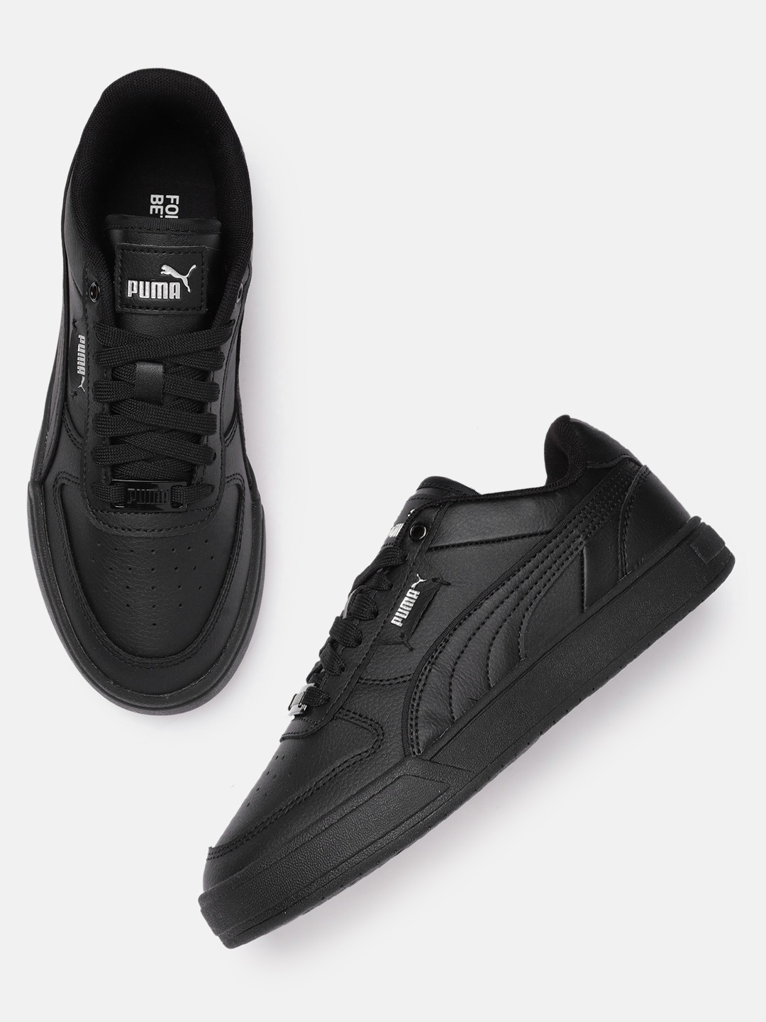 

Puma Unisex Perforations Caven Dime Leather Sneakers, Black