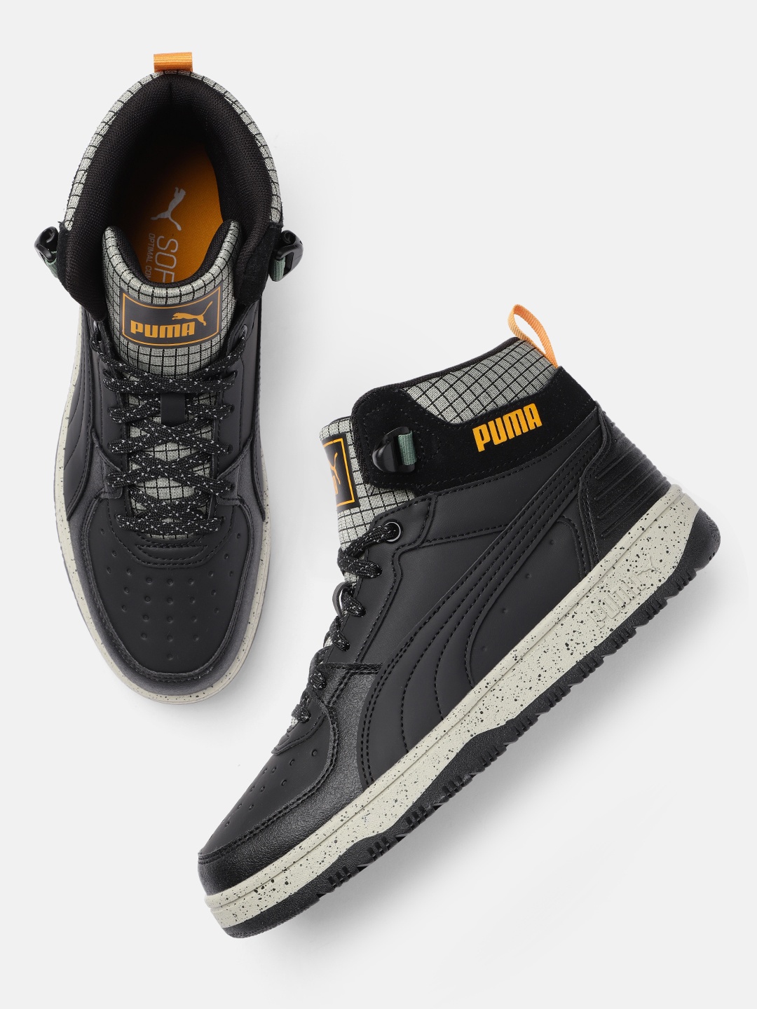 

Puma Unisex Black Rebound Rugged Open Road Mid-Top Leather Sneakers