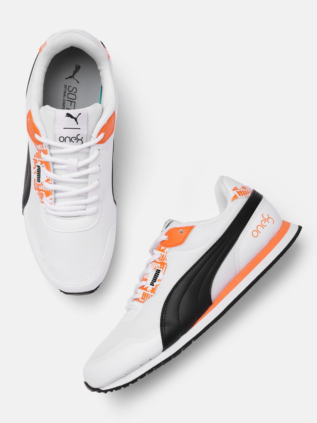 

one8 x PUMA Men White Solid Refuel Regular Sneakers With Brand Logo Print Detail
