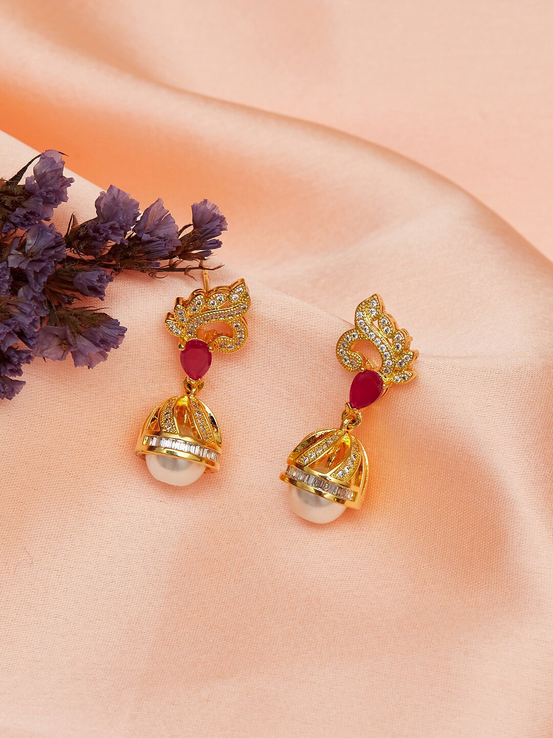 

Voylla Gold-Toned Contemporary Drop Earrings