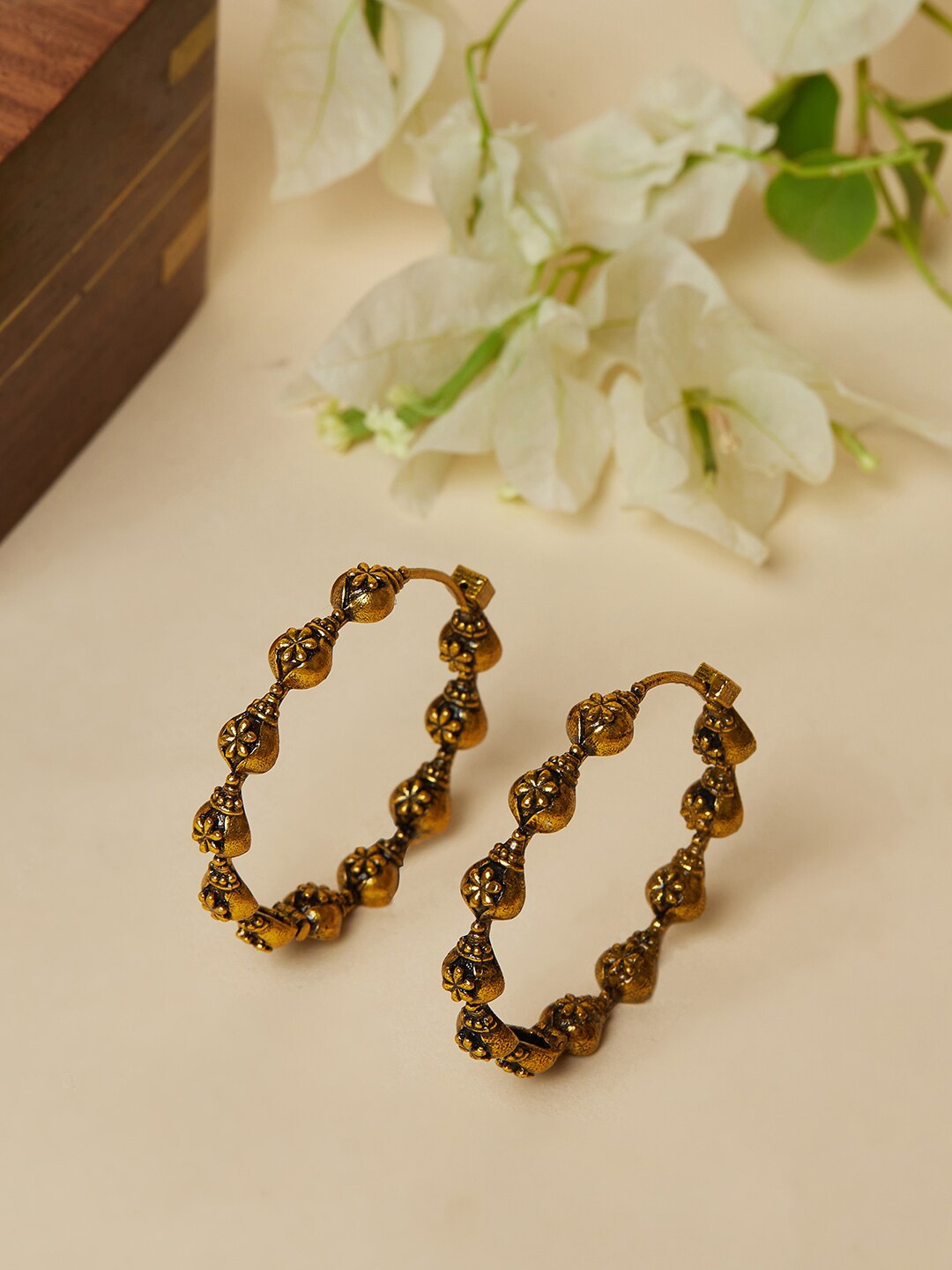 

Voylla Gold-Toned Contemporary Drop Earrings