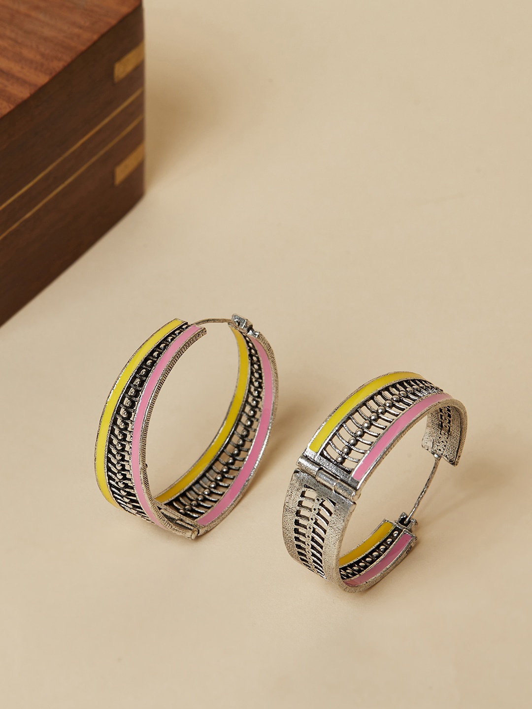 

Voylla Women Silver-Toned Circular Hoop Earrings