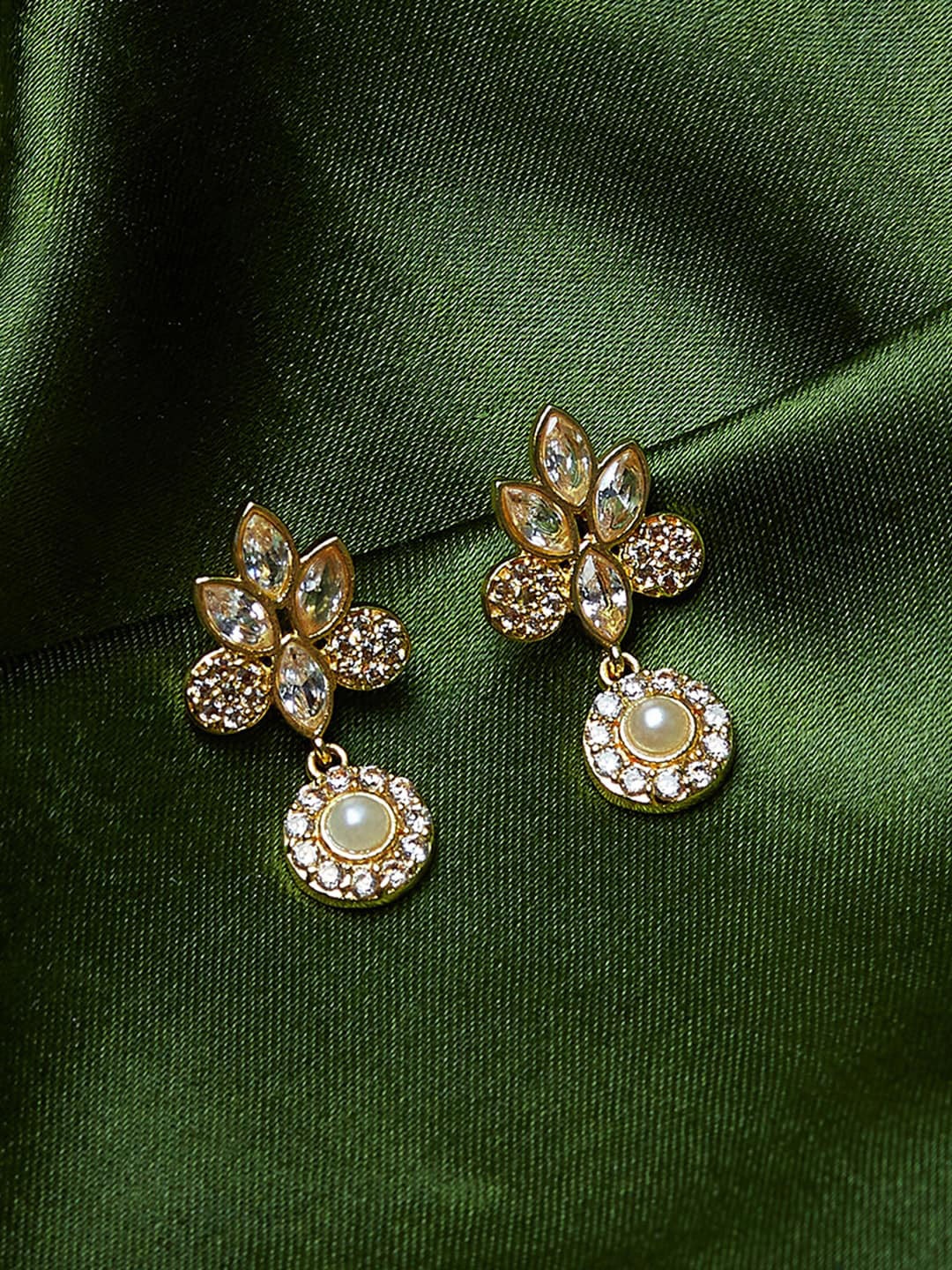 

Voylla Gold-Toned Contemporary Drop Earrings