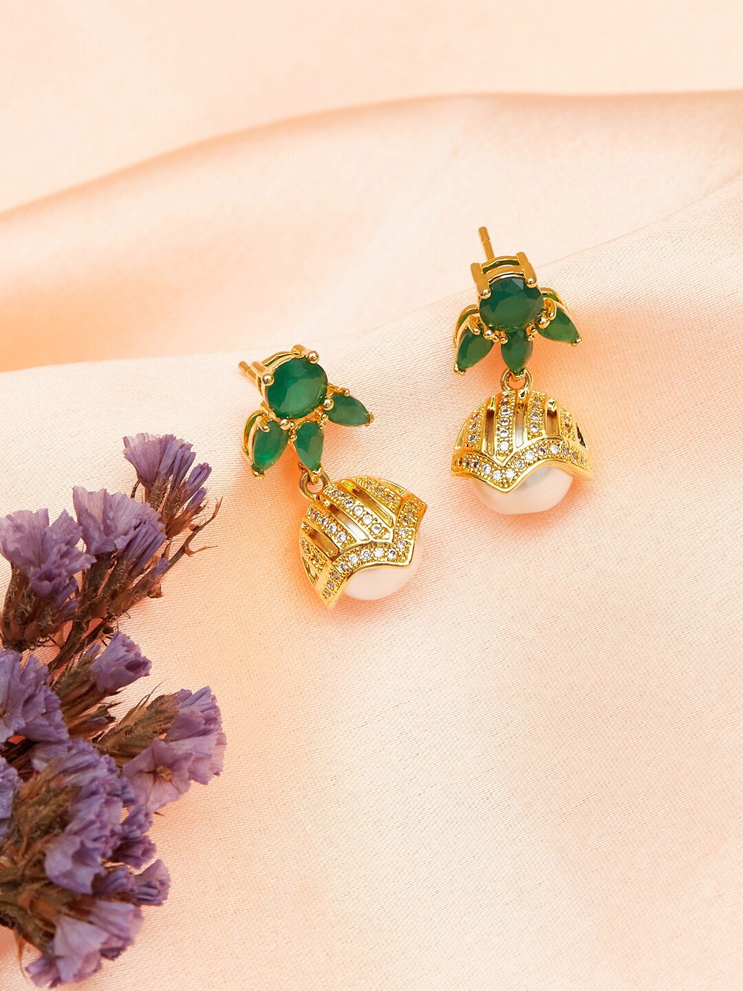 

Voylla Gold-Toned Contemporary Drop Earrings