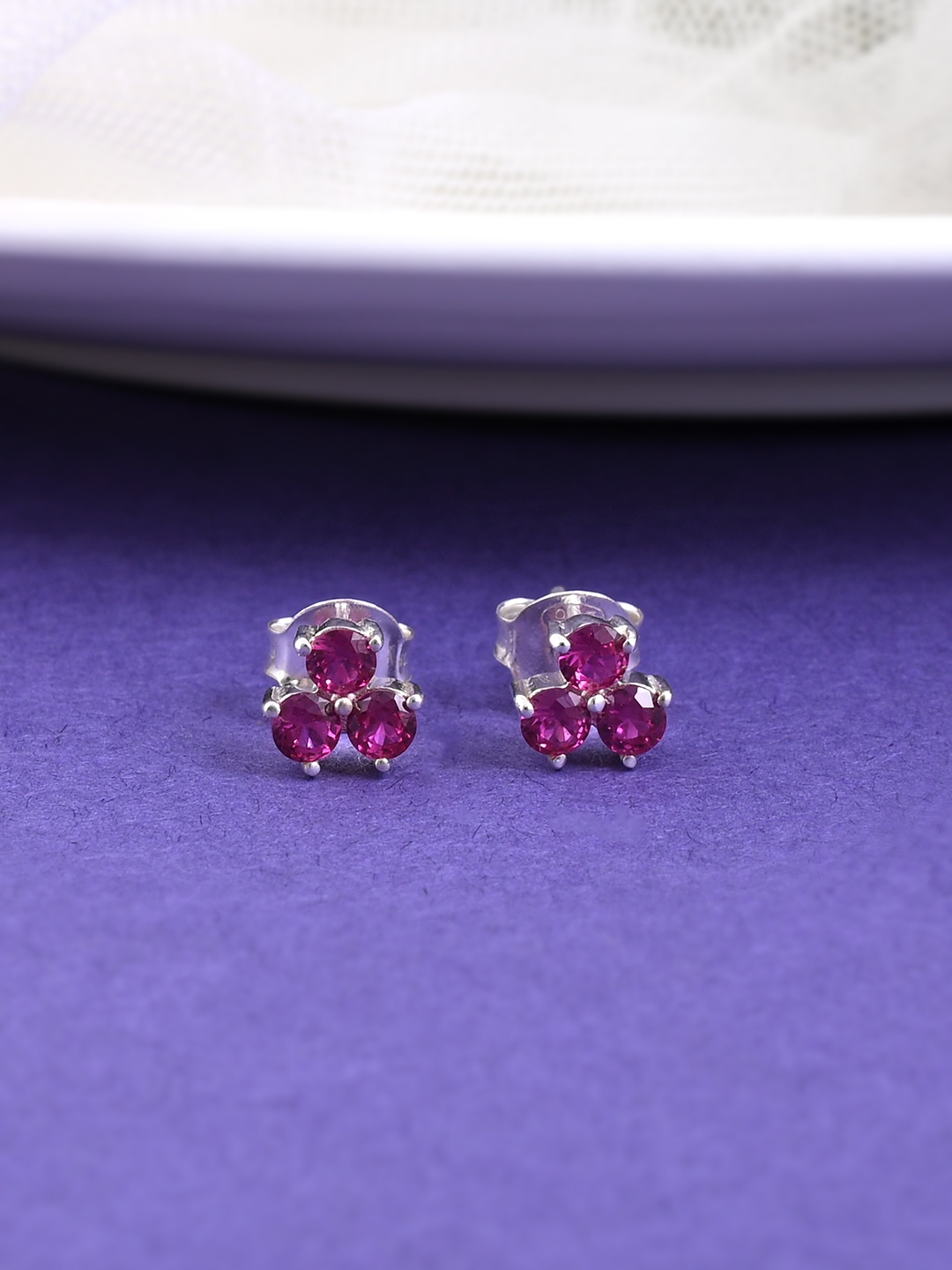 

Studio Voylla Women Twinkling Pink CZ 925 Sterling Silver Ear Studs