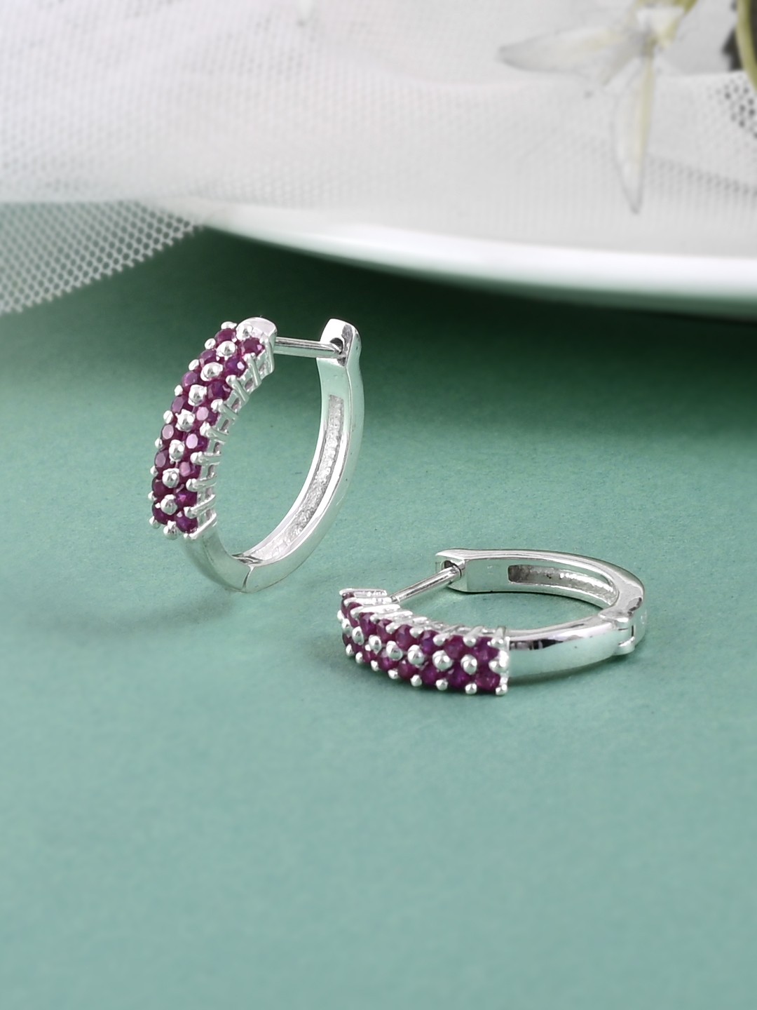 

Studio Voylla 925 Sterling Silver Contemporary Half Hoop Earrings