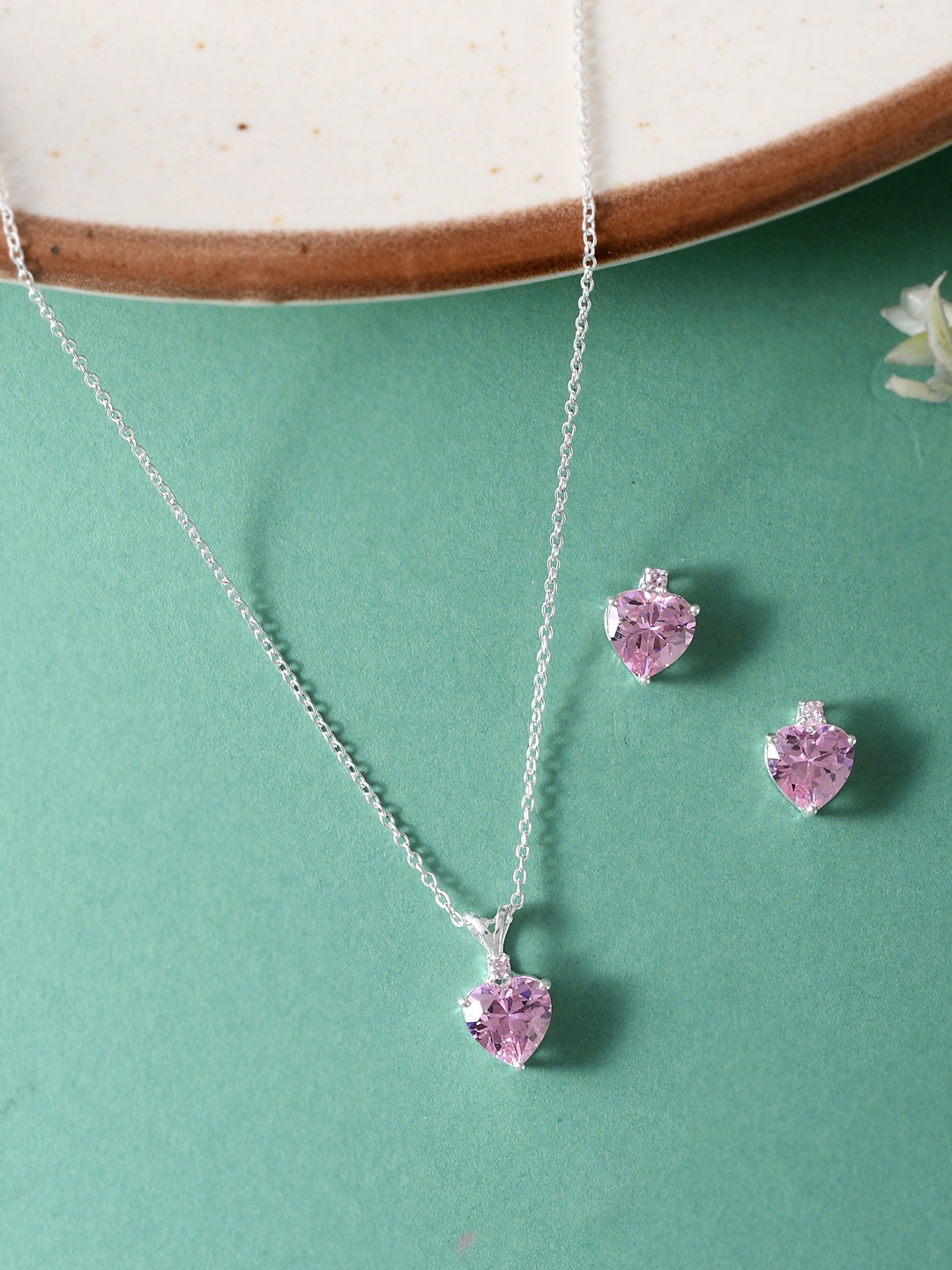 

Studio Voylla Lavender 925 Sterling Silver Pendant Set