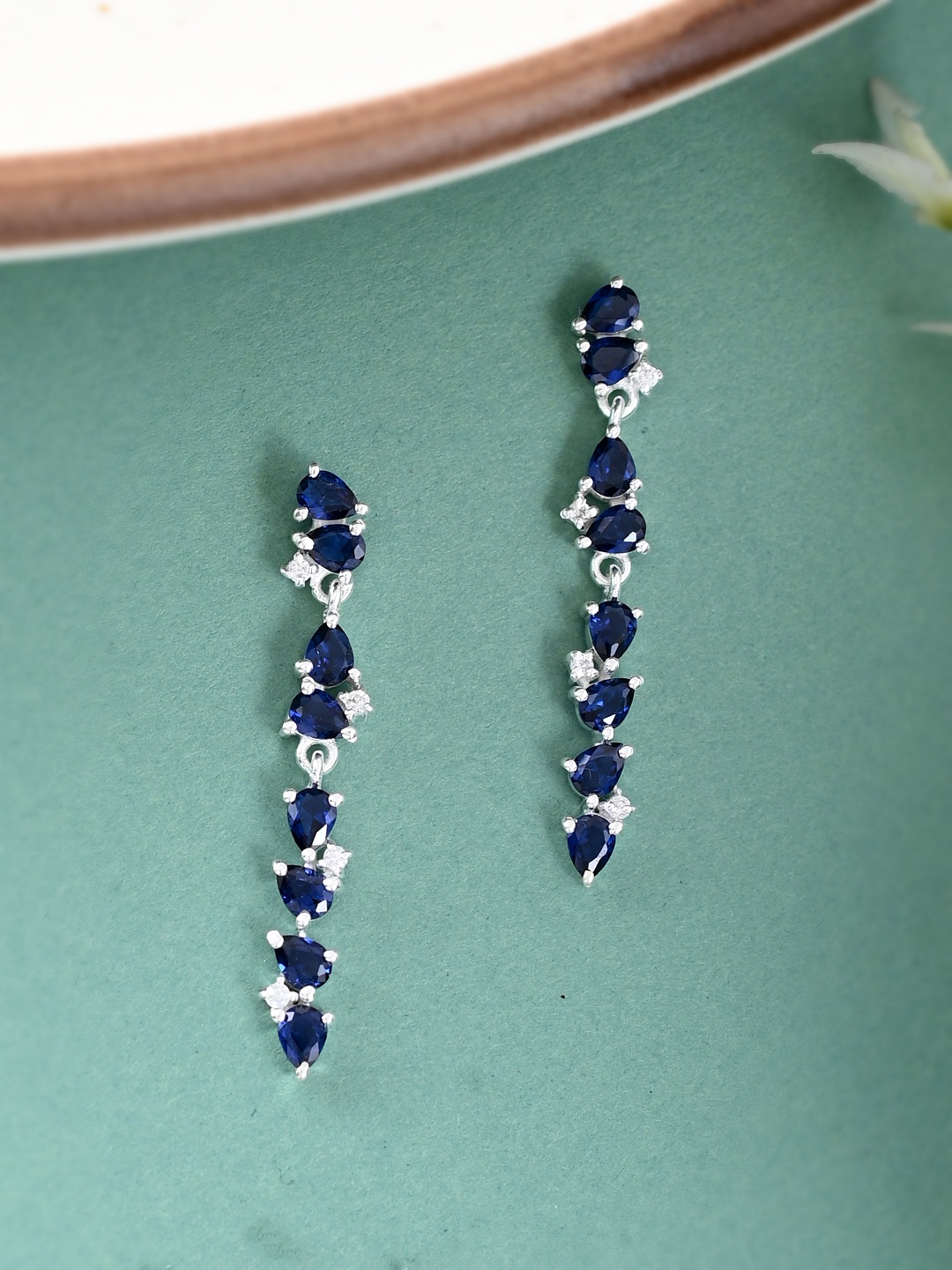 

Studio Voylla Women 925 Sterling Silver Blue Contemporary Drop Earrings
