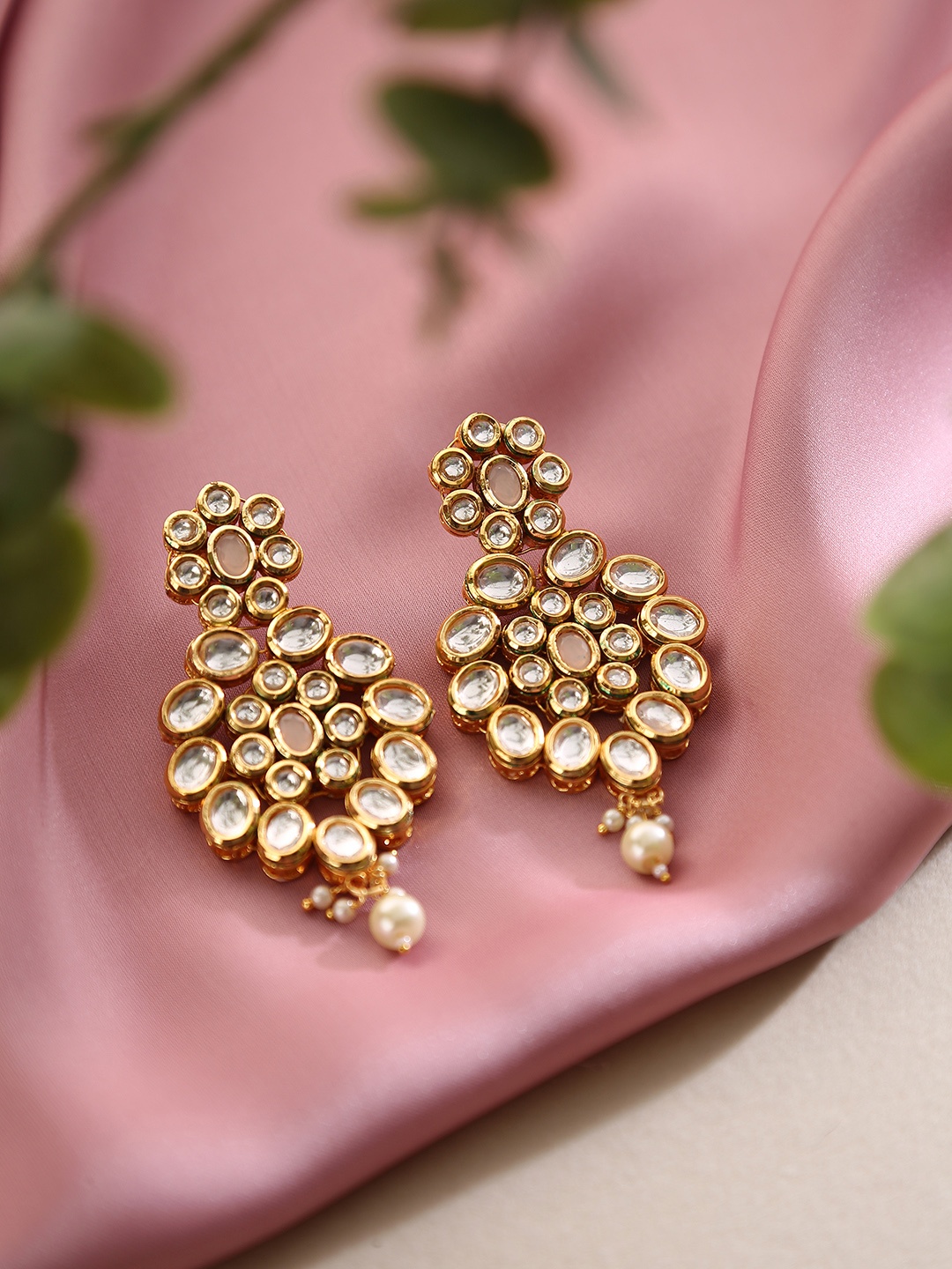 

Voylla Gold-Toned Contemporary Drop Earrings