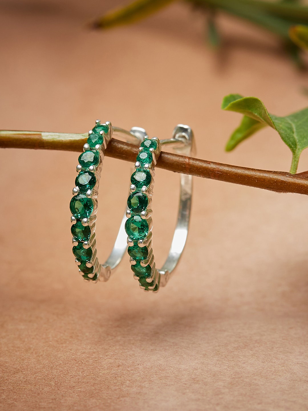 

Voylla Silver-Toned Contemporary Hoop Earrings