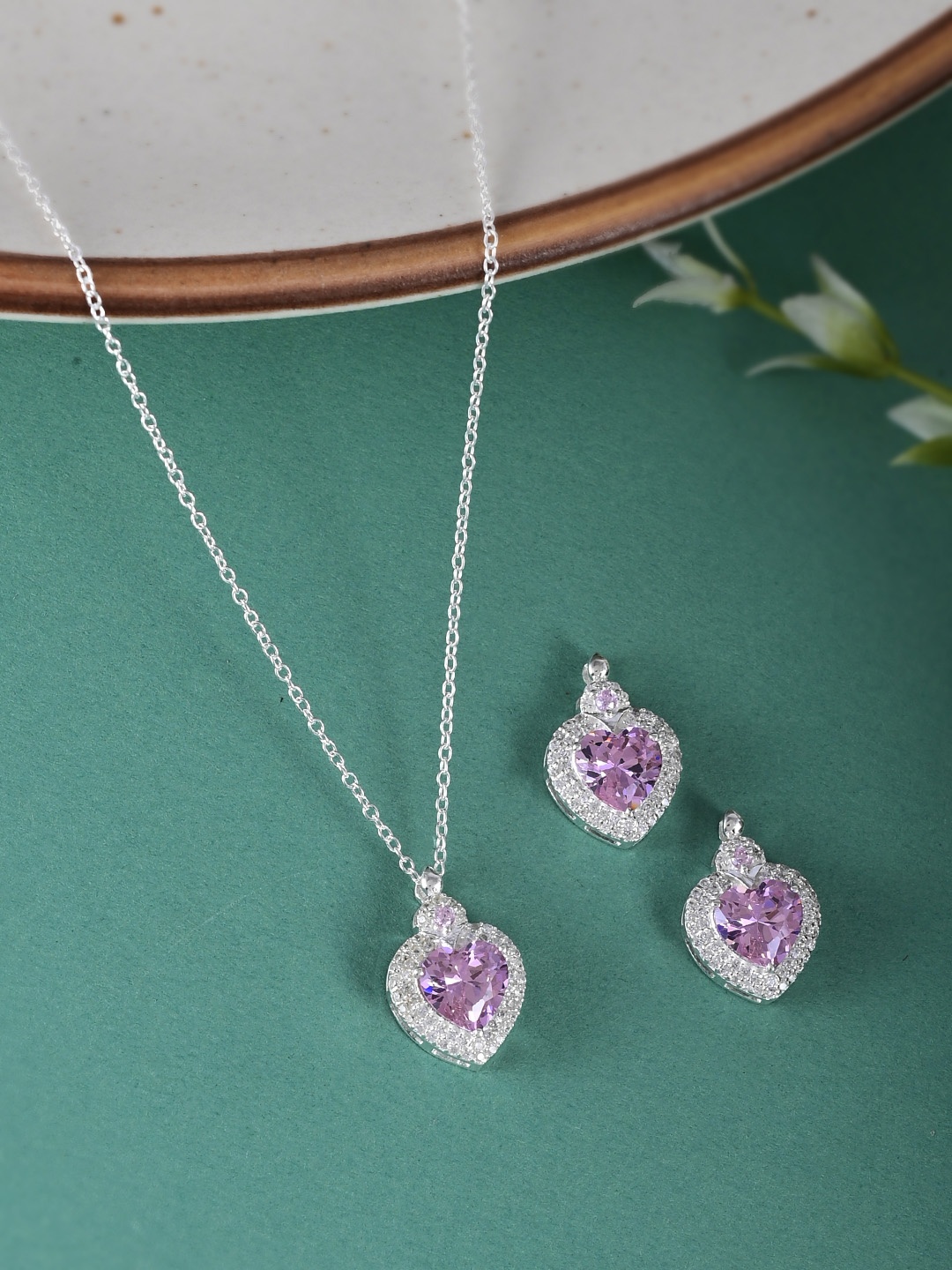

Studio Voylla 925 Sterling Silver Studded Pendant Set