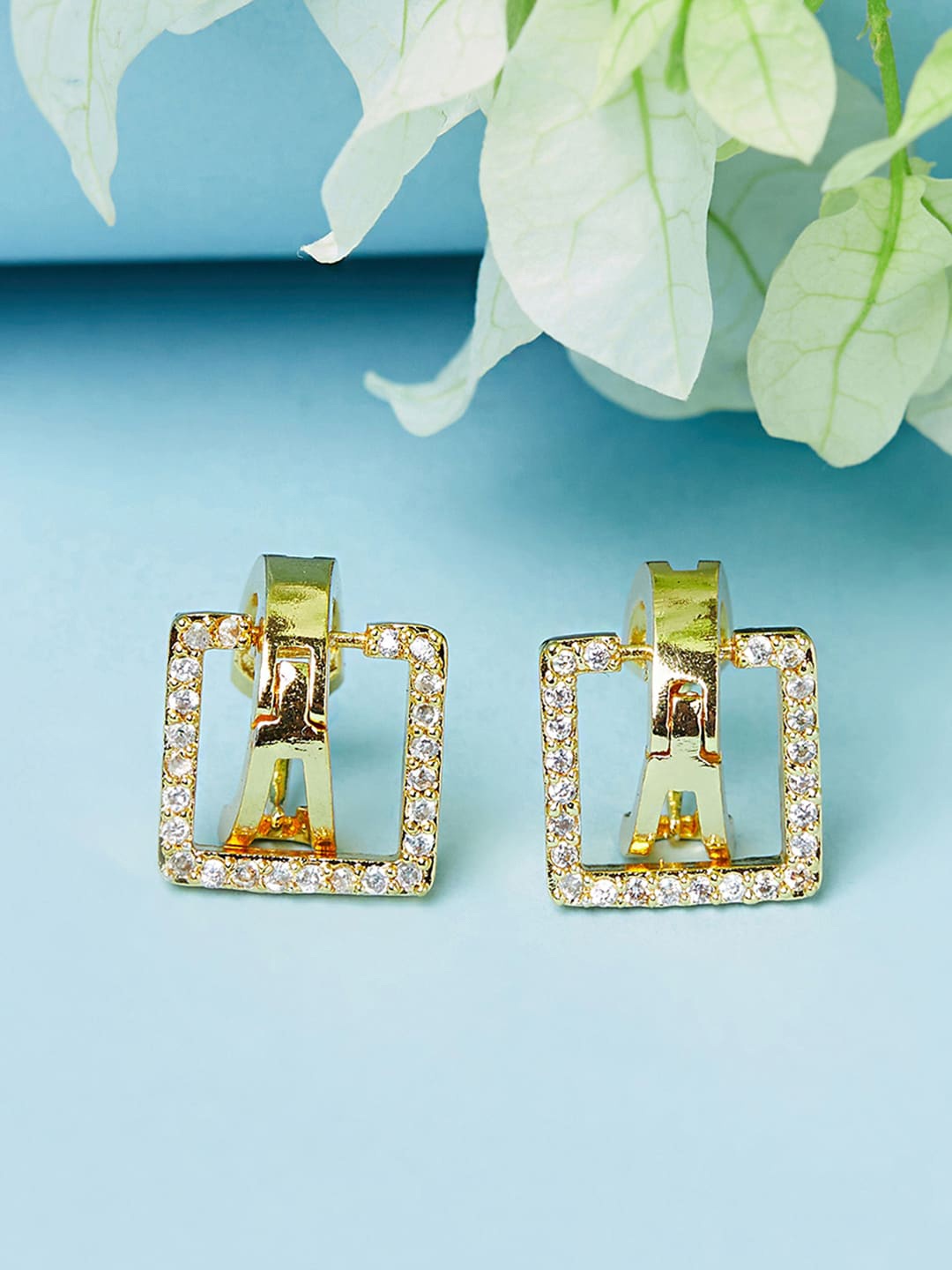 

Voylla Gold-Toned Contemporary Studs Earrings