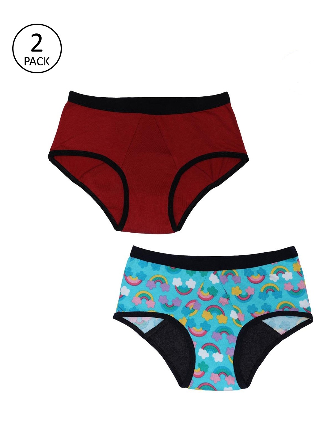 

DChica Teen Girls Pack of 2 Eco-friendly Anti Microbial Lining Period Briefs, Blue