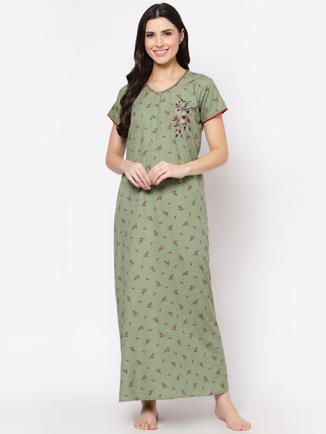 

Sweet Dreams Green Floral Printed Maxi Nightdress