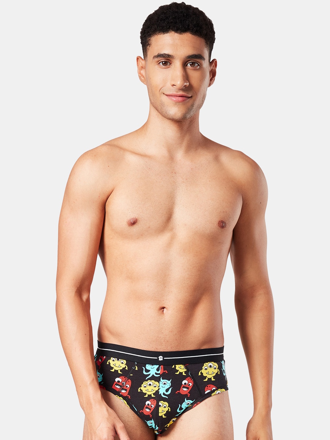 

The Souled Store Men Black Printed Basic Briefs
