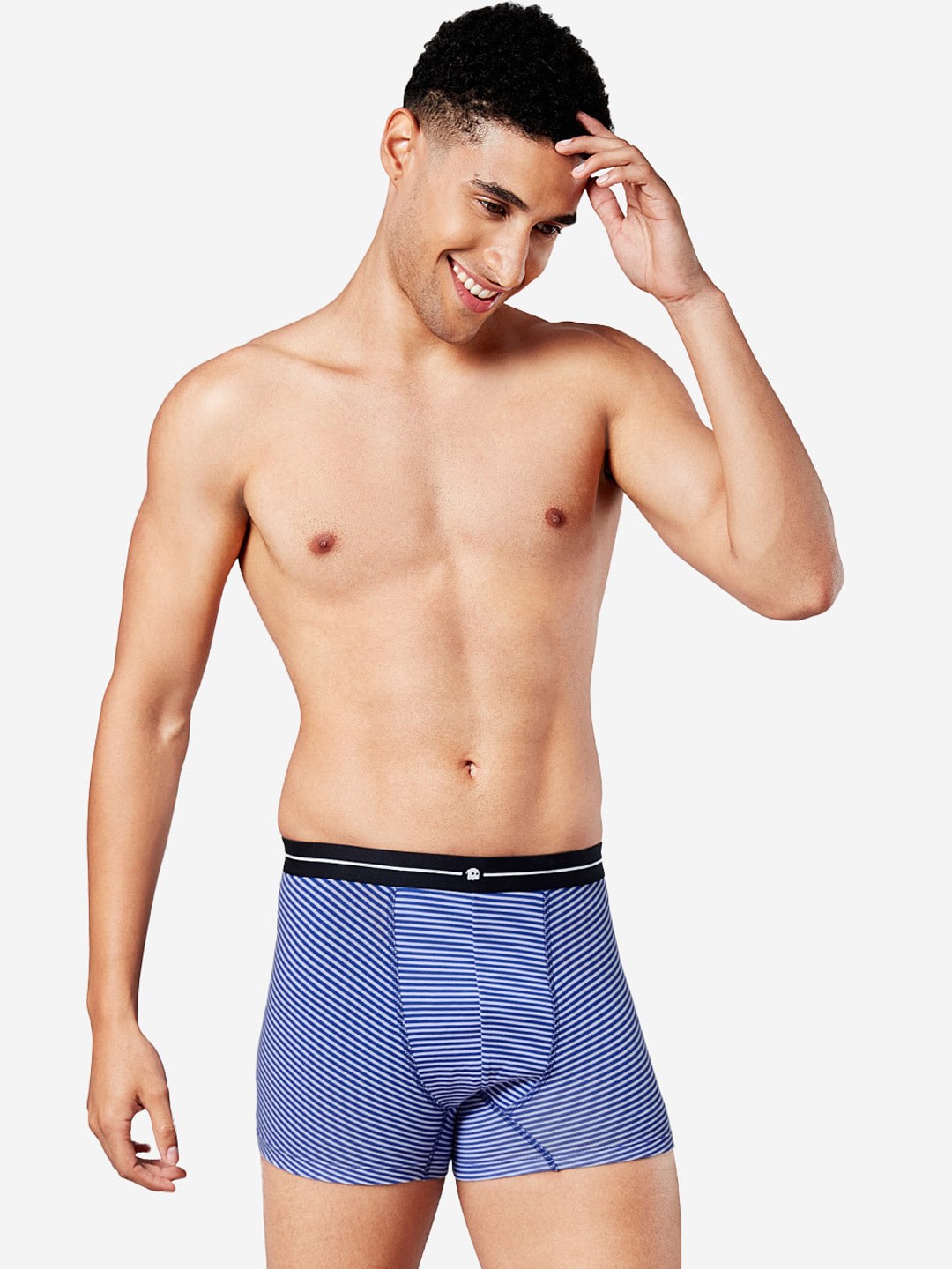 

The Souled Store Men Blue Striped Short Trunk