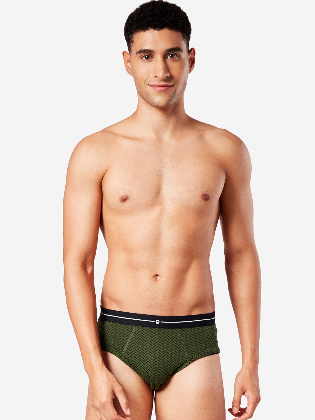 

The Souled Store Men Olive Green Solid Briefs