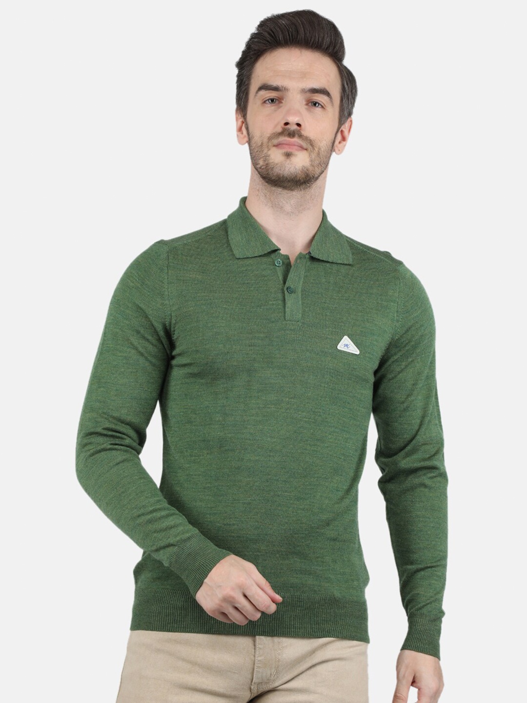 

Monte Carlo Men Olive Green Polo Collar T-shirt