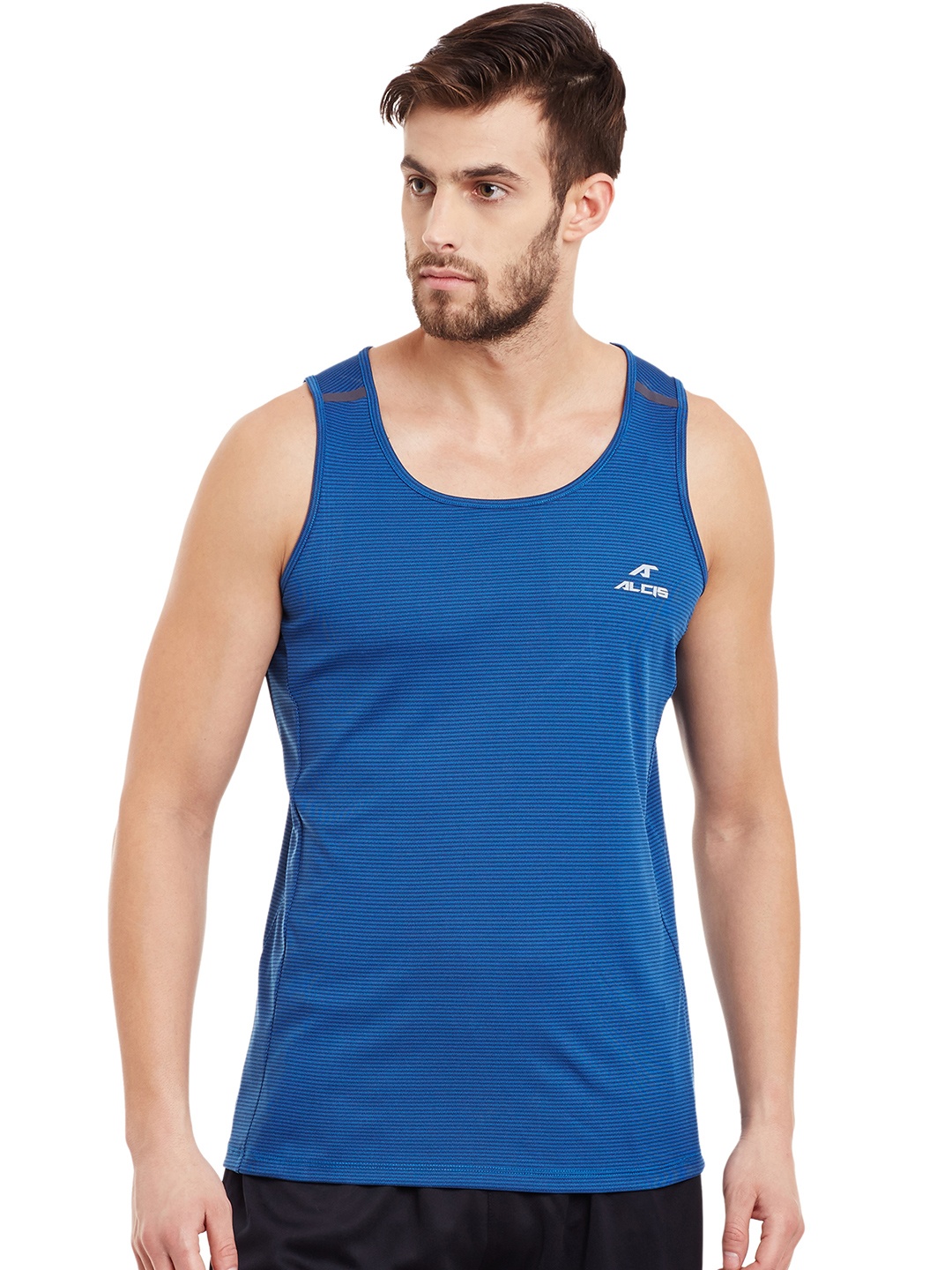 

Alcis Men Blue Solid Round Neck Tank T-shirt