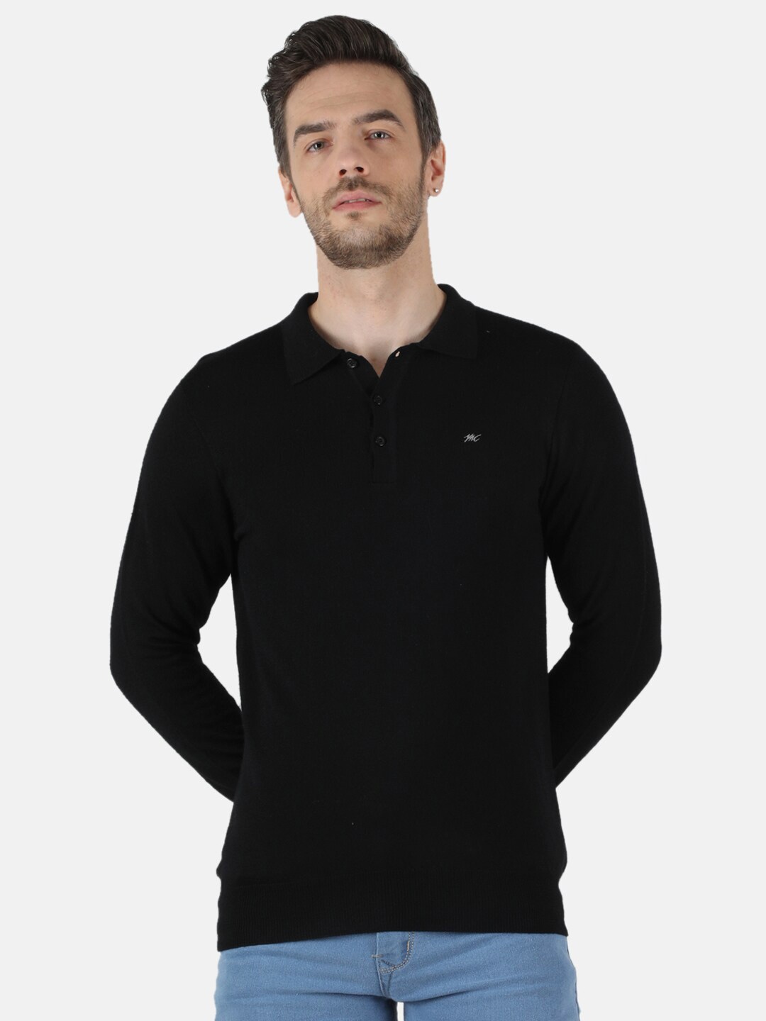 

Monte Carlo Men Black & chinese black Polo Collar T-shirt