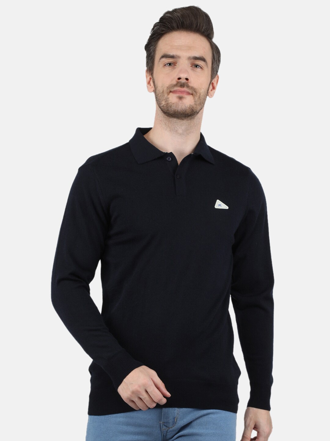 

Monte Carlo Men Navy Blue Polo Collar T-shirt