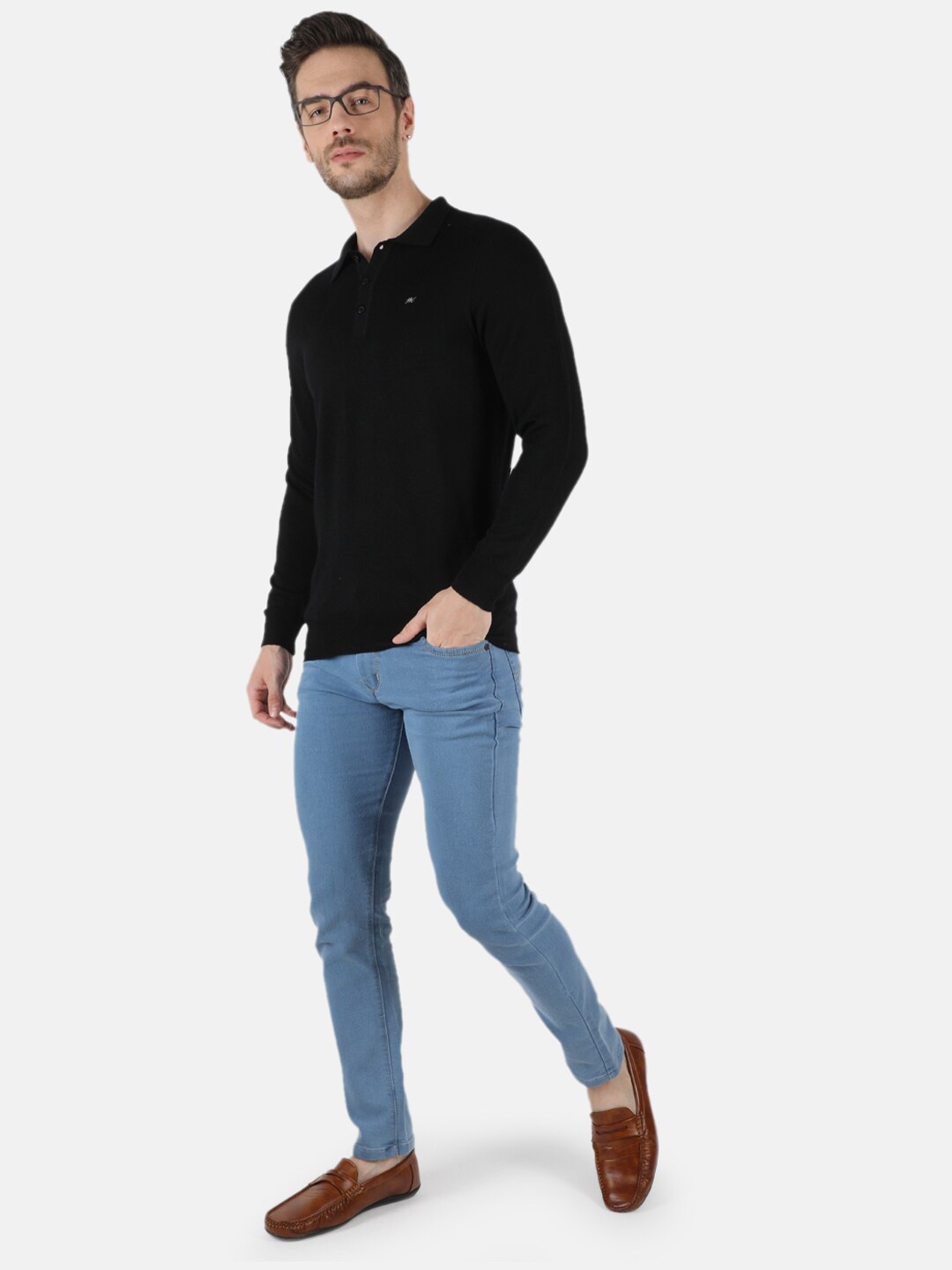 

Monte Carlo Men Black Polo Collar T-shirt