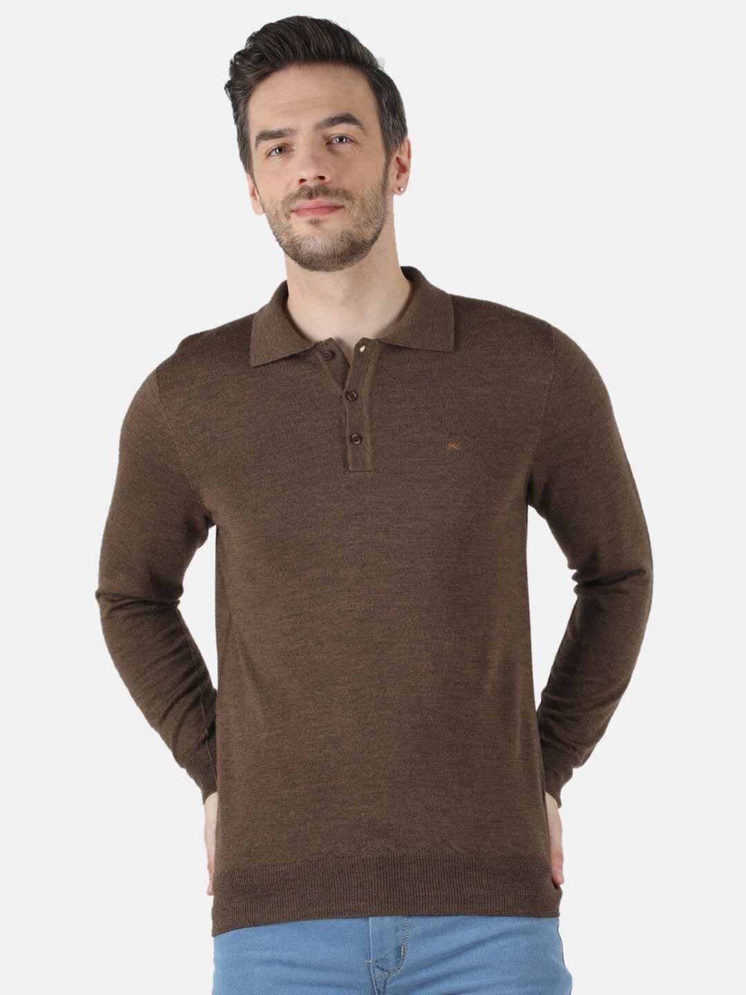 

Monte Carlo Men Brown Polo Collar T-shirt
