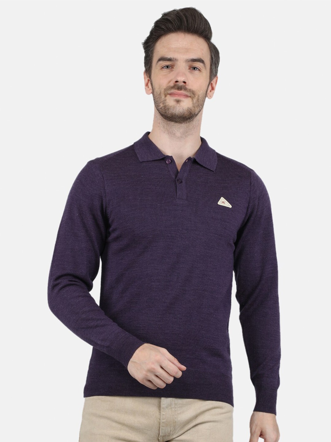 

Monte Carlo Men Purple Polo Collar T-shirt