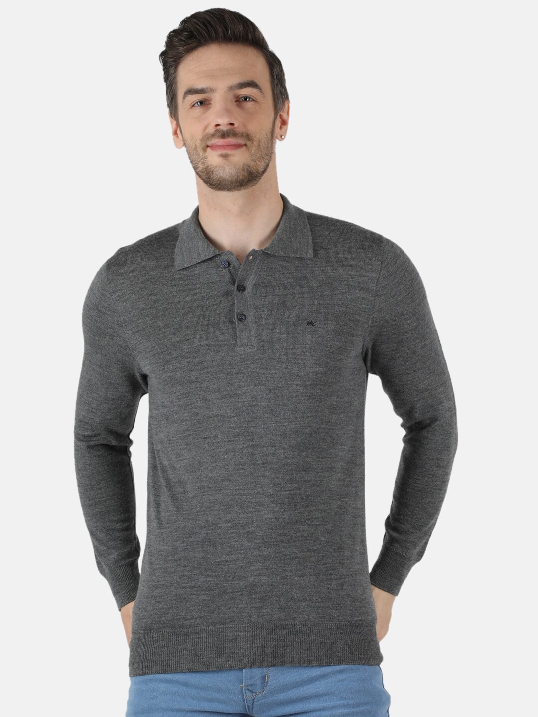 

Monte Carlo Men Grey Polo Collar T-shirt