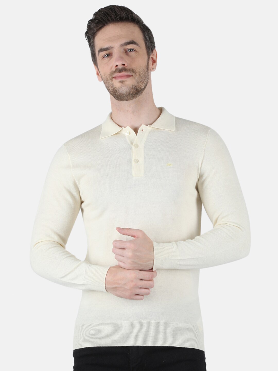 

Monte Carlo Men Off White Polo Collar T-shirt