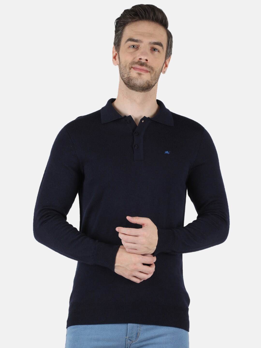 

Monte Carlo Men Navy Blue Polo Collar T-shirt