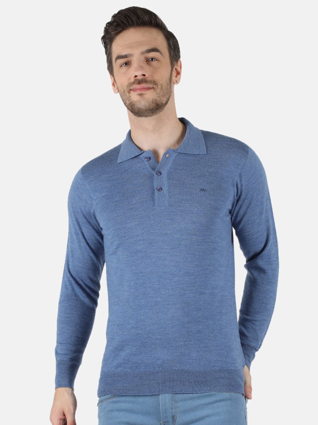 

Monte Carlo Men Blue Polo Collar T-shirt