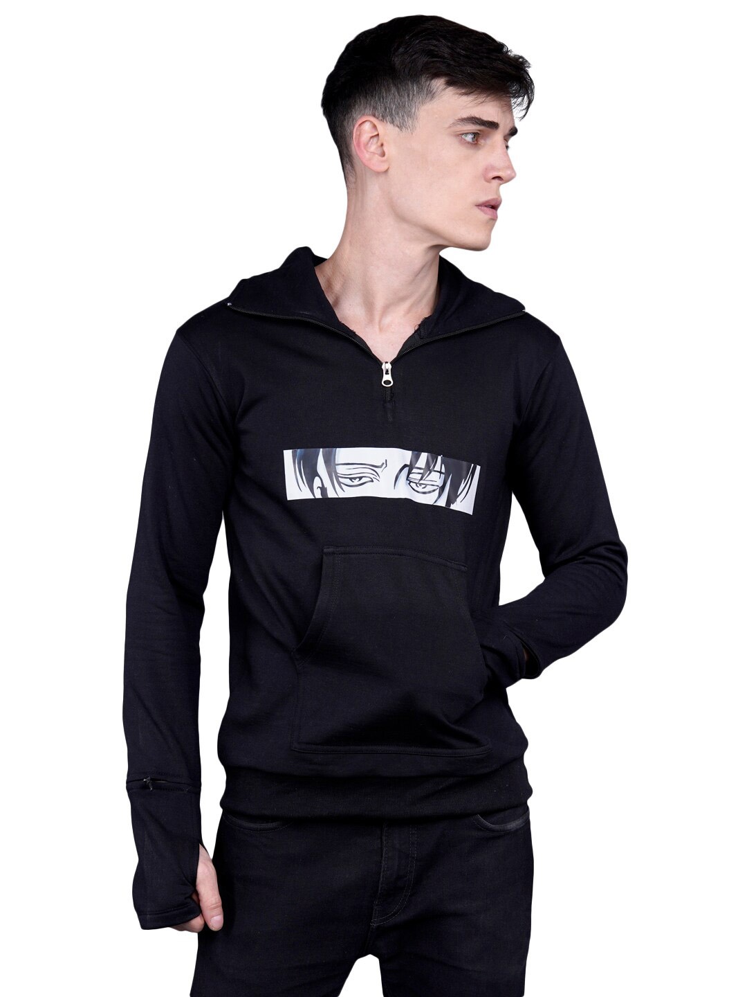 

SHABERRY Men Black Printed Sweatshirt
